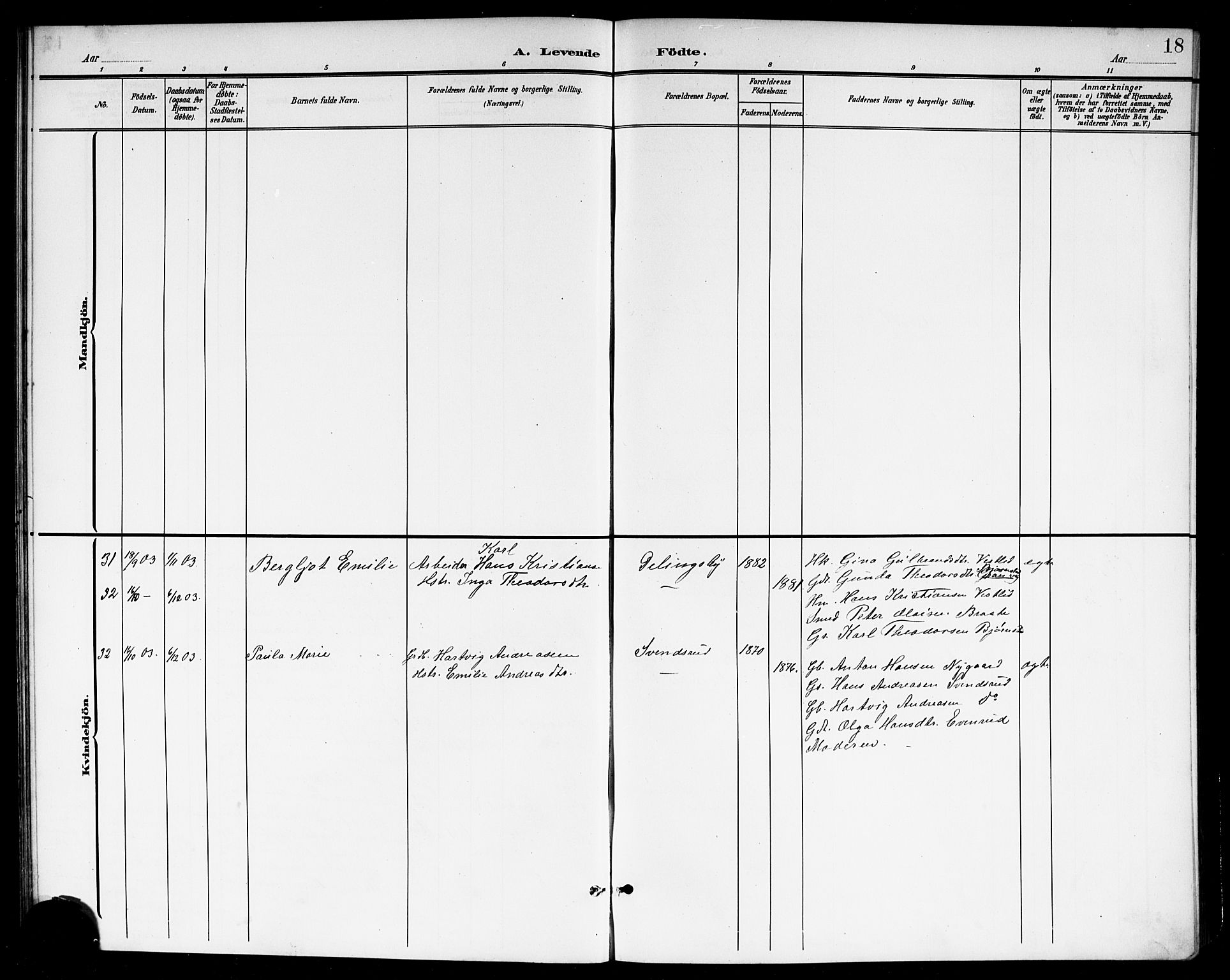 Høland prestekontor Kirkebøker, AV/SAO-A-10346a/G/Gb/L0001: Klokkerbok nr. II 1, 1902-1919, s. 18