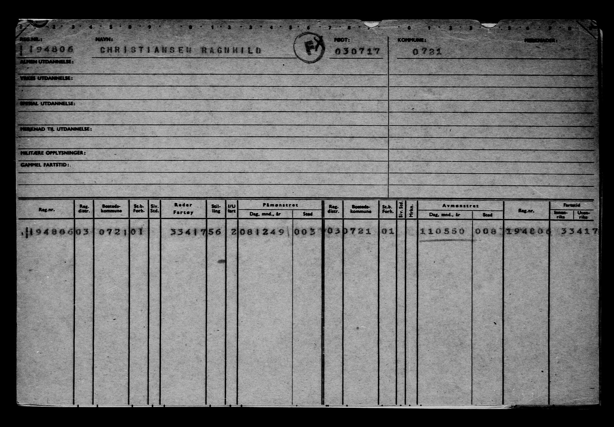 Direktoratet for sjømenn, AV/RA-S-3545/G/Gb/L0150: Hovedkort, 1917, s. 52