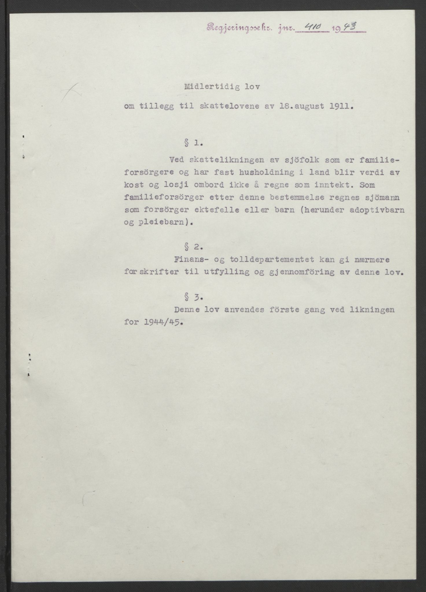 NS-administrasjonen 1940-1945 (Statsrådsekretariatet, de kommisariske statsråder mm), RA/S-4279/D/Db/L0099: Lover, 1943, s. 781