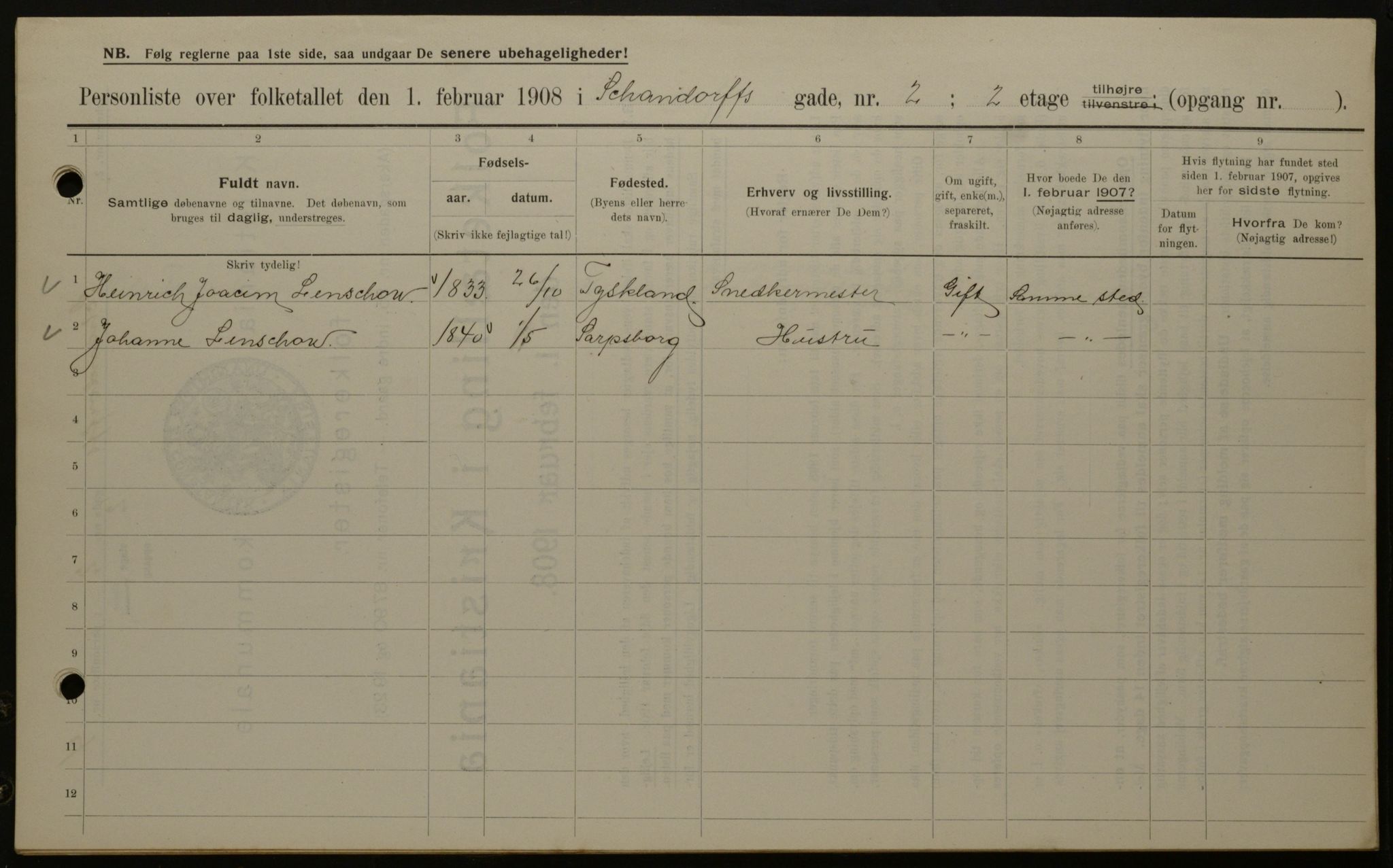 OBA, Kommunal folketelling 1.2.1908 for Kristiania kjøpstad, 1908, s. 80634