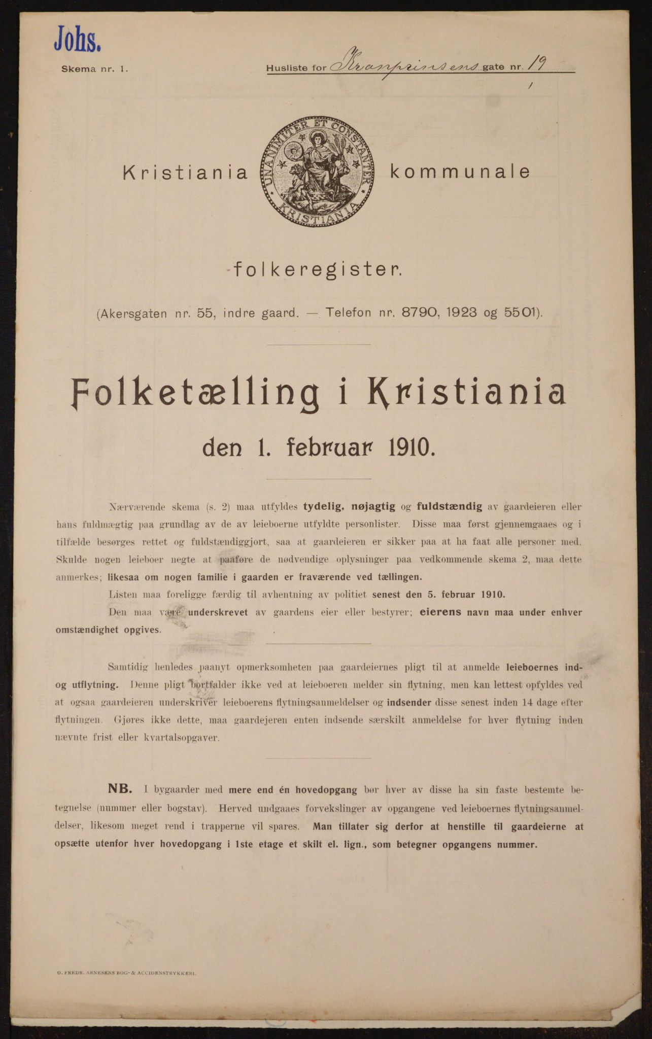 OBA, Kommunal folketelling 1.2.1910 for Kristiania, 1910, s. 53097