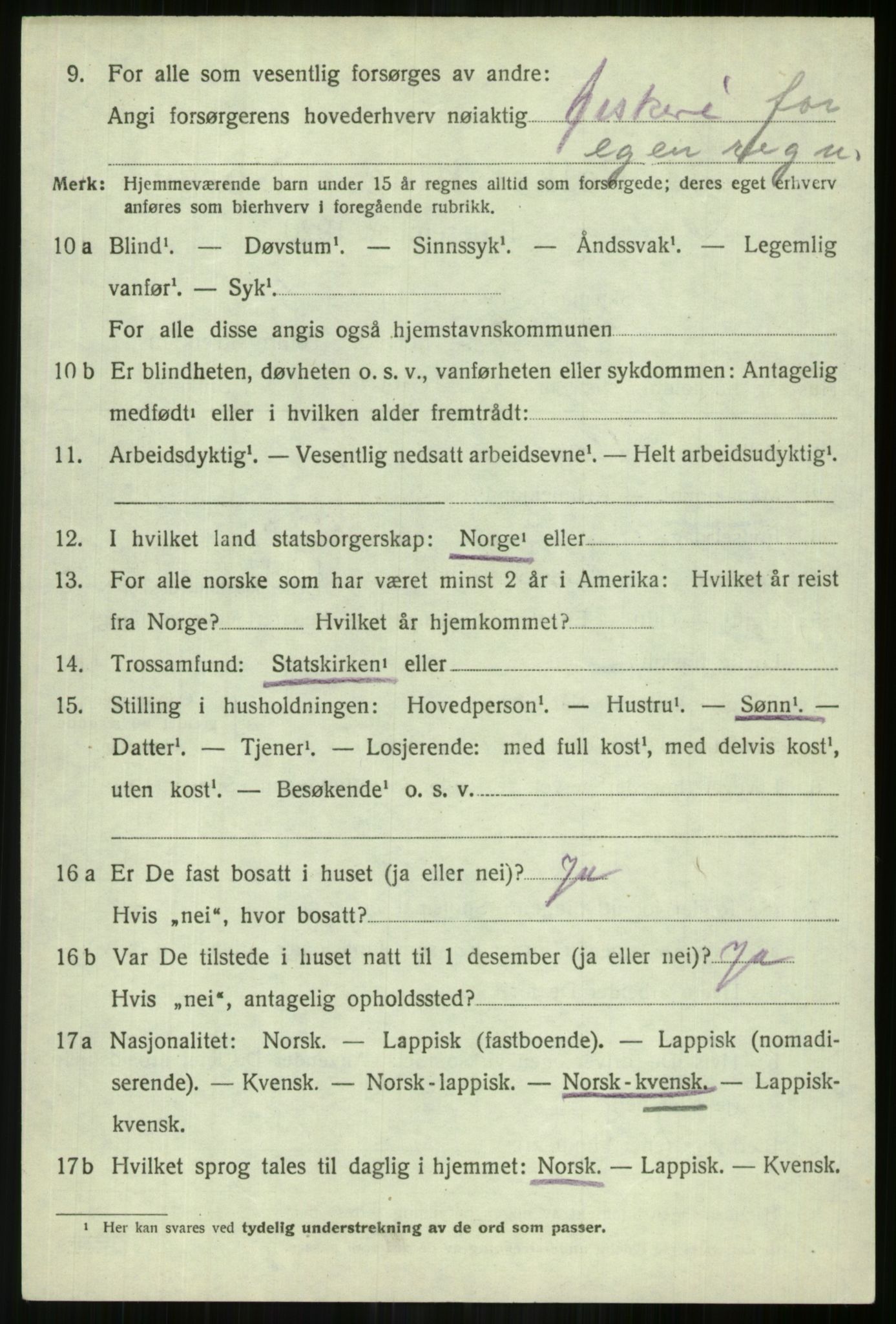 SATØ, Folketelling 1920 for 1938 Lyngen herred, 1920, s. 10400
