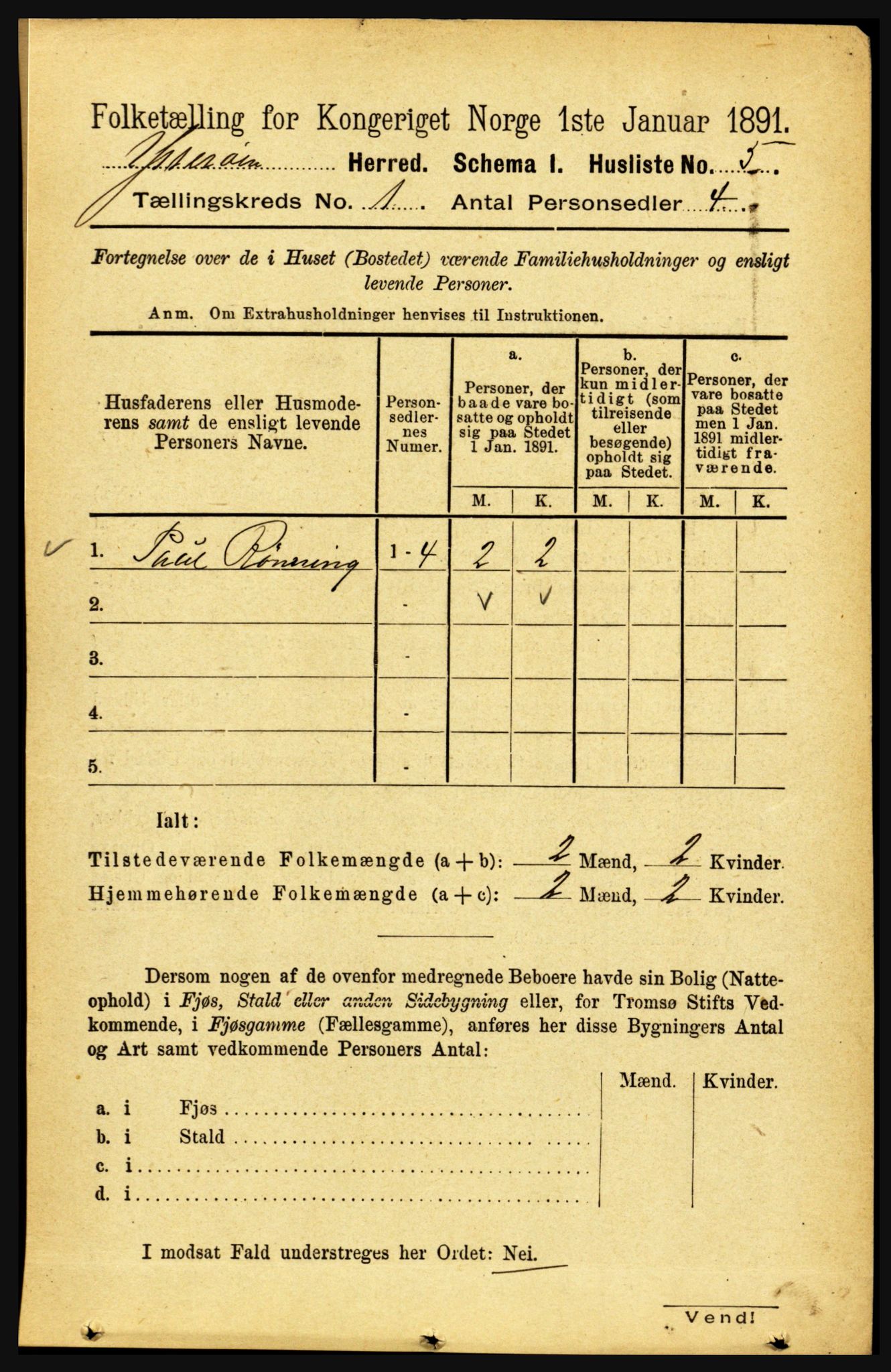 RA, Folketelling 1891 for 1722 Ytterøy herred, 1891, s. 17