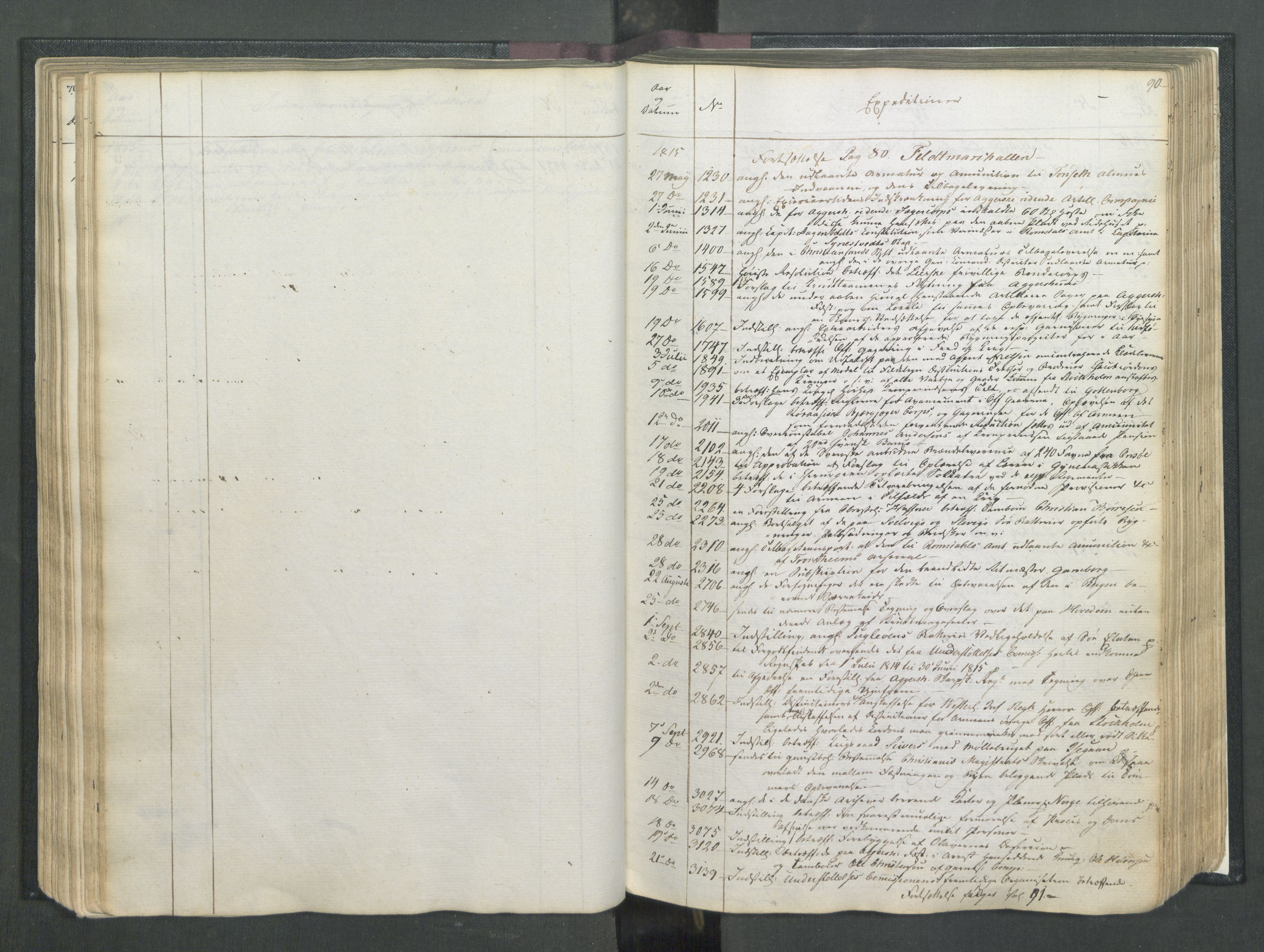 Armédepartementet, AV/RA-RAFA-3493/C/Ca/L0007: 6. Departements Register, 1815, s. 90