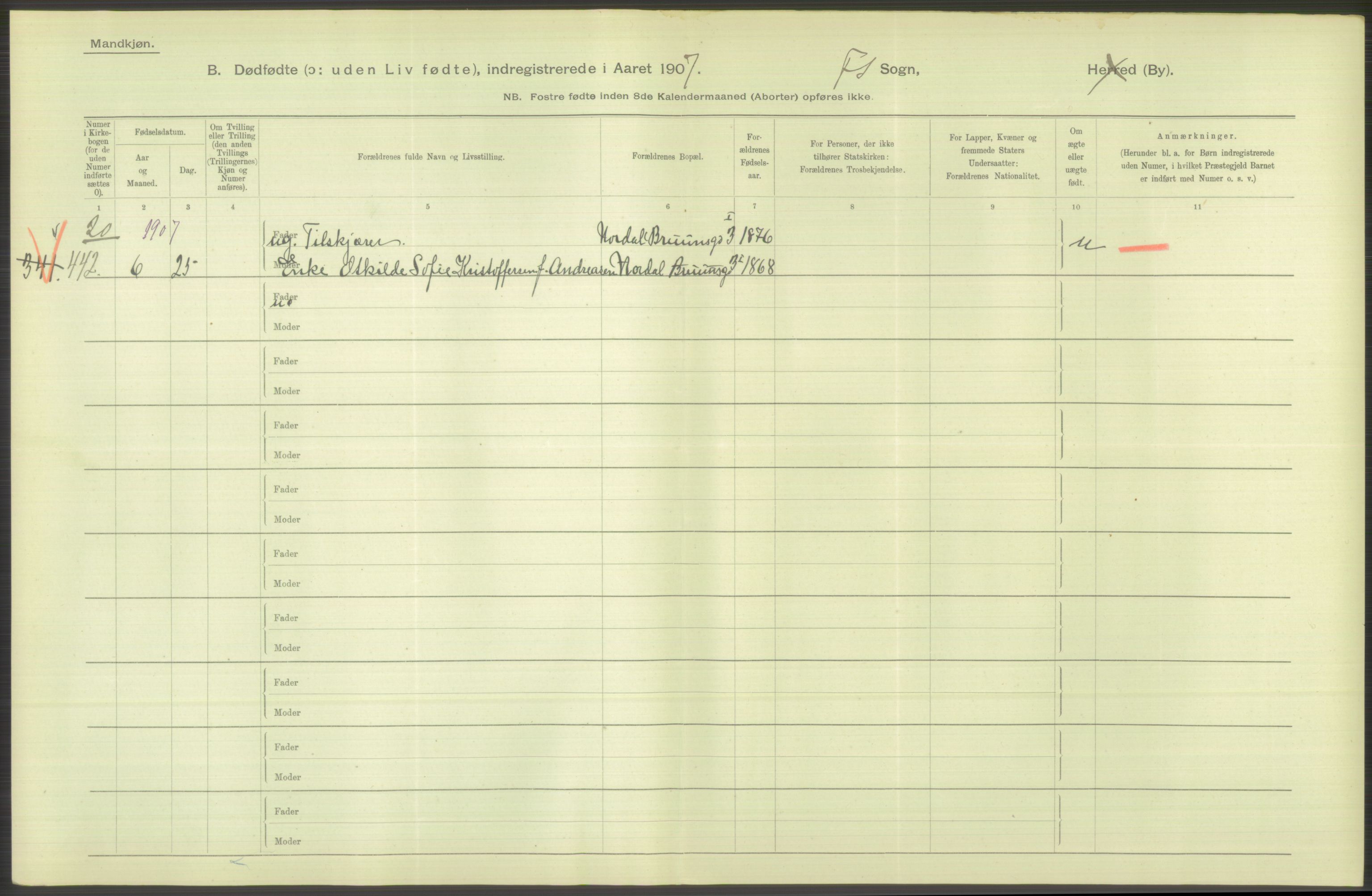 Statistisk sentralbyrå, Sosiodemografiske emner, Befolkning, AV/RA-S-2228/D/Df/Dfa/Dfae/L0010: Kristiania: Døde, dødfødte, 1907, s. 22