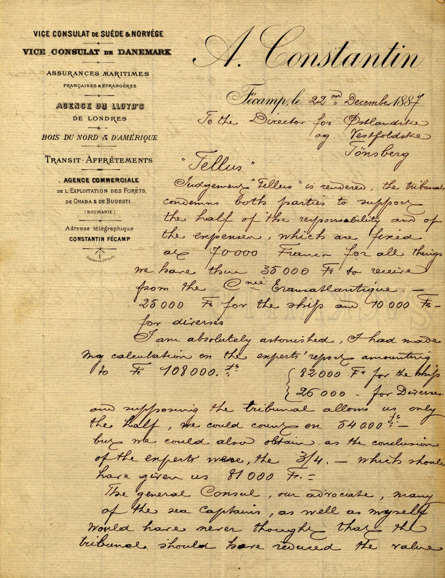 Pa 63 - Østlandske skibsassuranceforening, VEMU/A-1079/G/Ga/L0020/0001: Havaridokumenter / Tellus, Telanak, Wilhelmine, 1887, s. 34