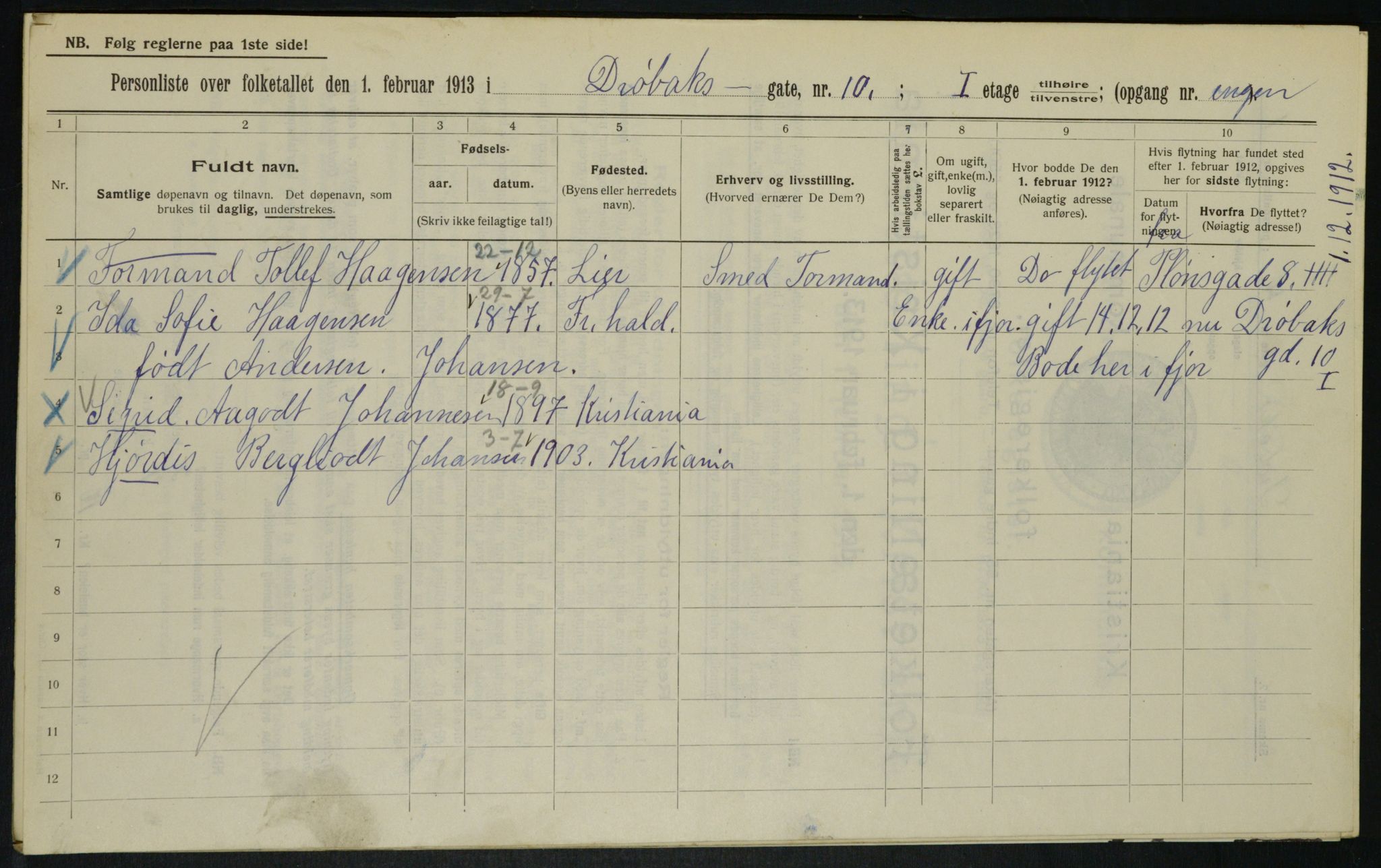 OBA, Kommunal folketelling 1.2.1913 for Kristiania, 1913, s. 17488