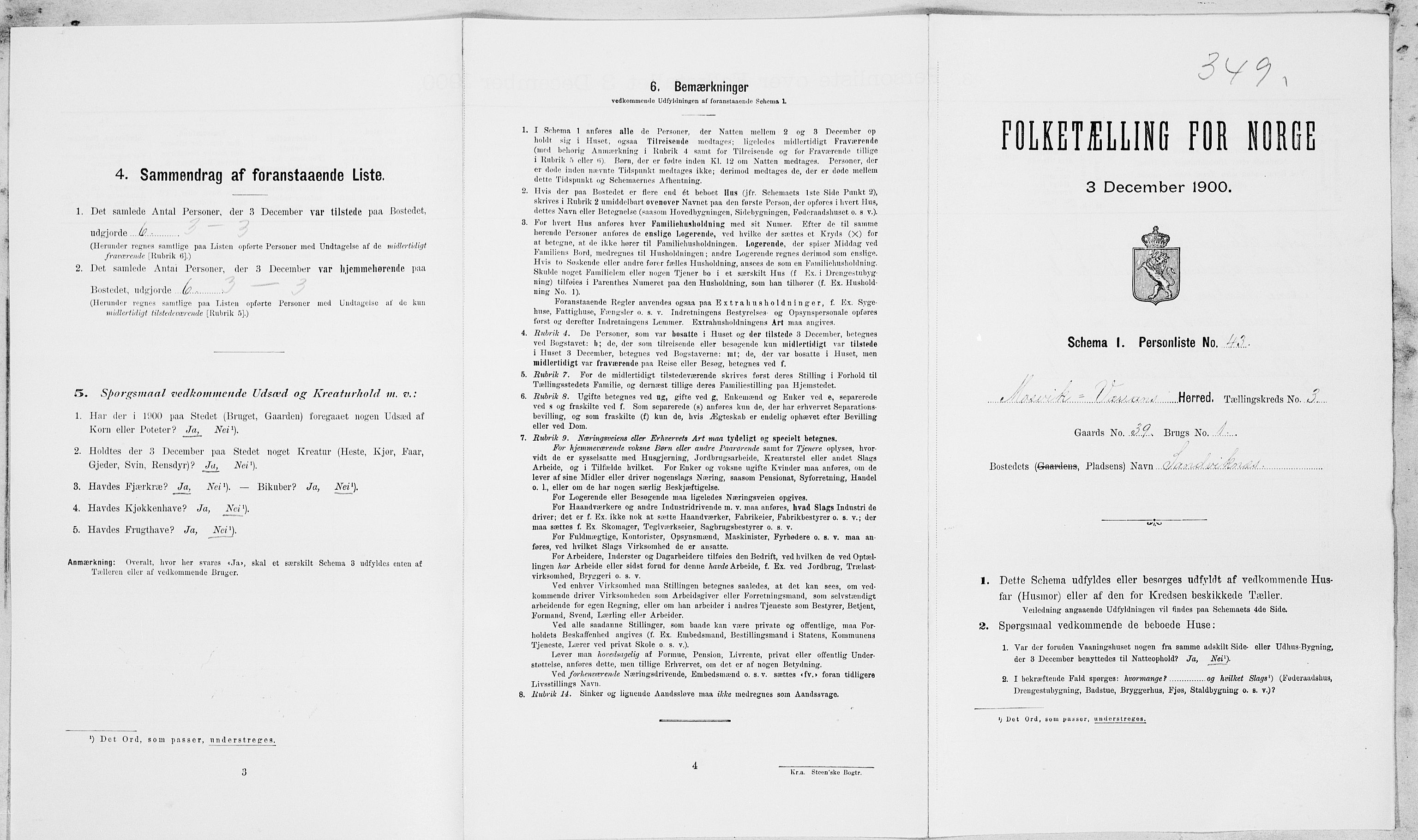 SAT, Folketelling 1900 for 1723 Mosvik og Verran herred, 1900, s. 349