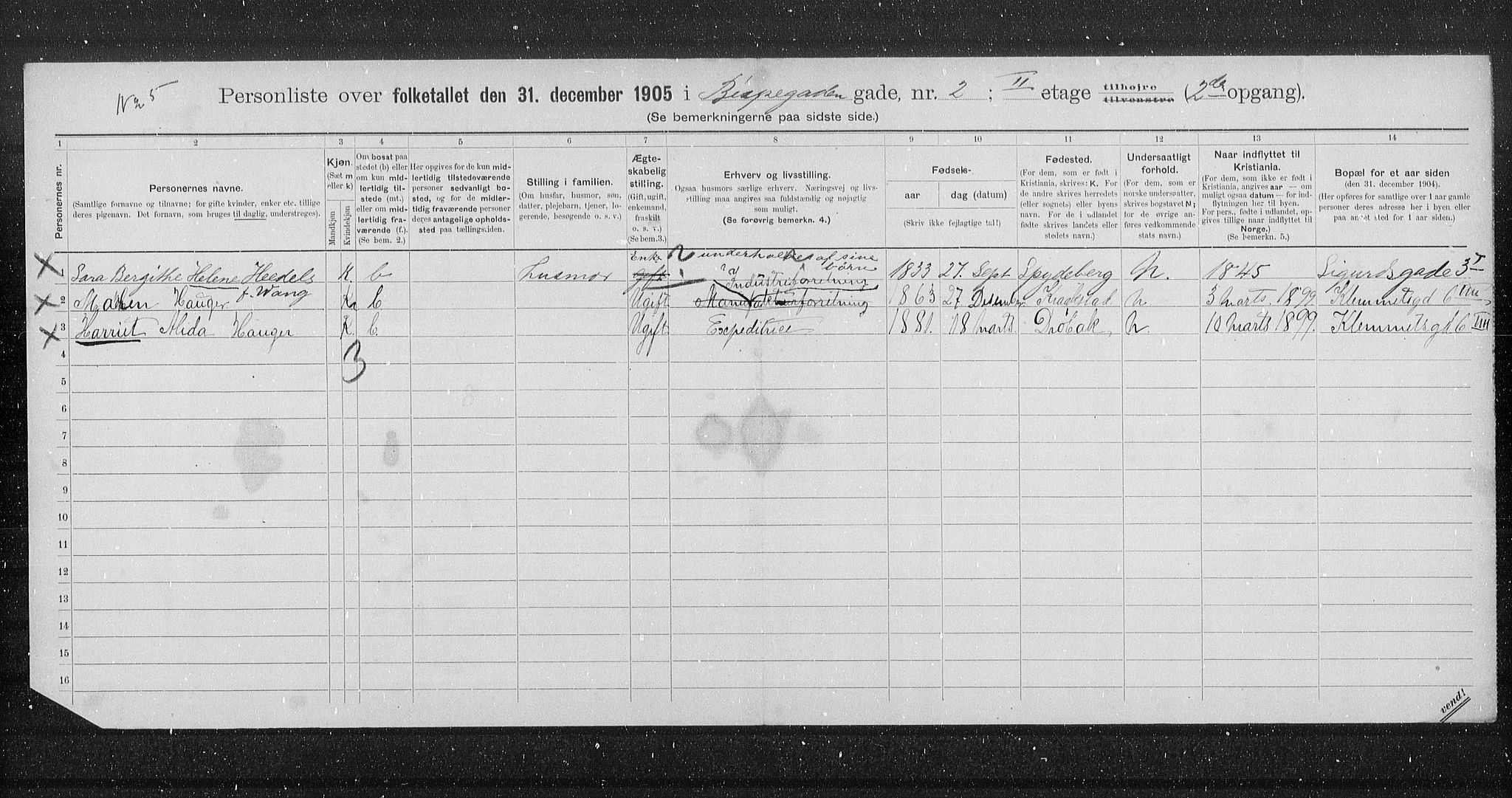 OBA, Kommunal folketelling 31.12.1905 for Kristiania kjøpstad, 1905, s. 2522