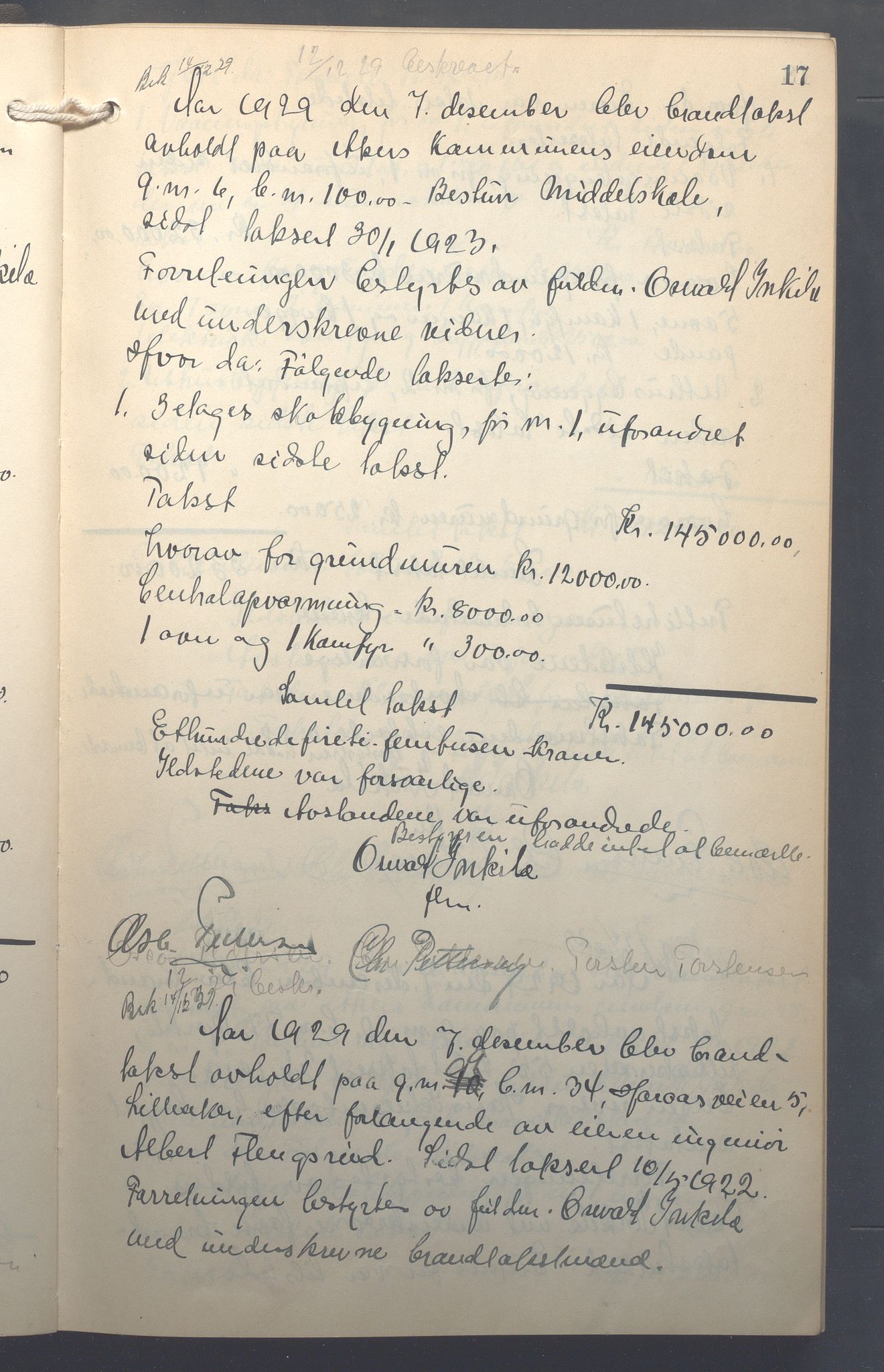 Lensmennene i Aker, OBA/A-10133/F/Fb/L0003: Branntakstprotokoll, 1929-1931, s. 17
