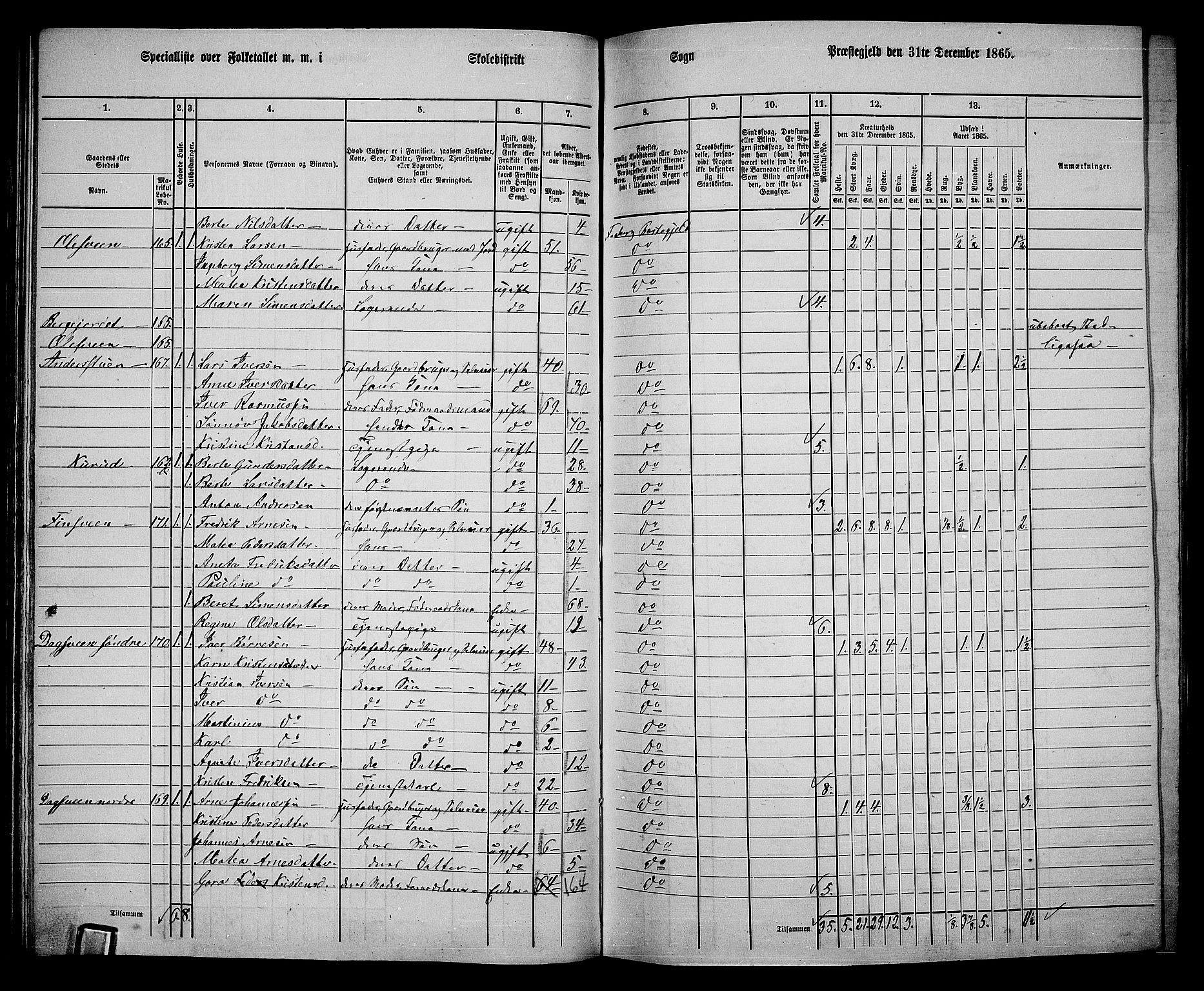 RA, Folketelling 1865 for 0524L Fåberg prestegjeld, Fåberg sokn og Lillehammer landsokn, 1865, s. 100