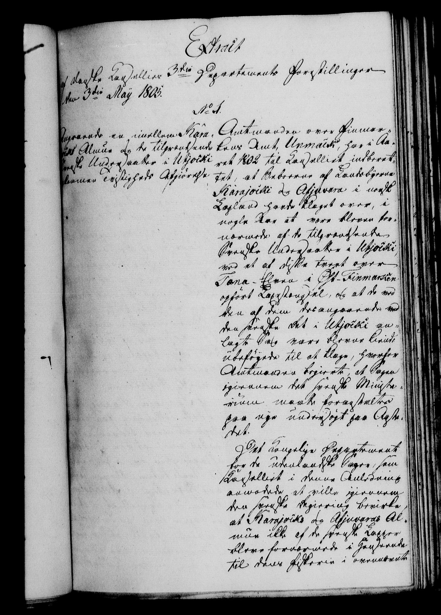 Danske Kanselli 1800-1814, RA/EA-3024/H/Hf/Hfa/Hfaa/L0006: Ekstrakt av forestillinger, 1805