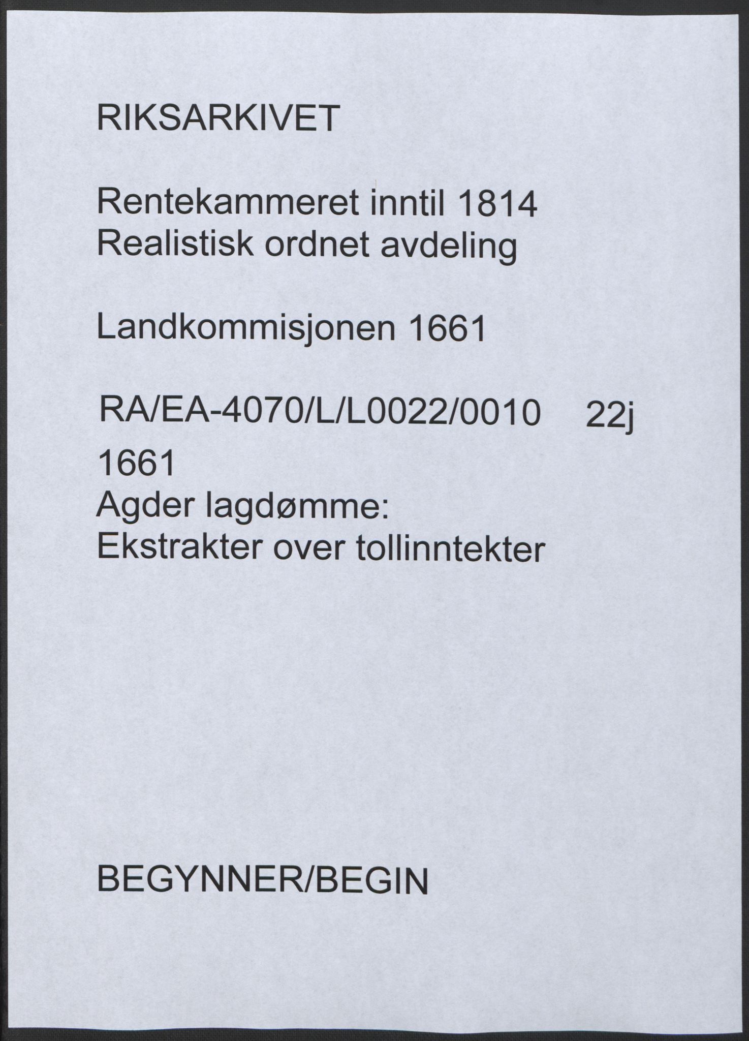 Rentekammeret inntil 1814, Realistisk ordnet avdeling, RA/EA-4070/L/L0022/0010: Agder lagdømme: / Ekstrakter over tollinntekter, 1661