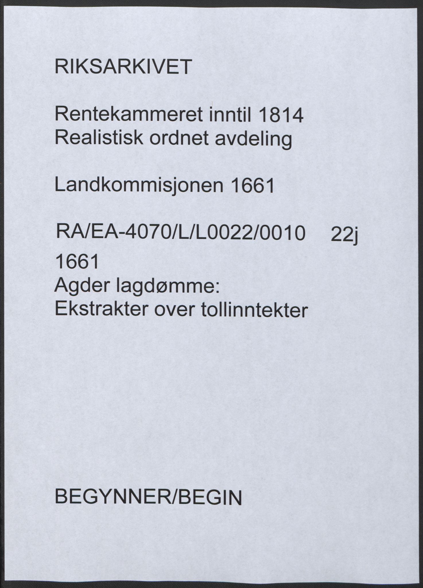 Rentekammeret inntil 1814, Realistisk ordnet avdeling, AV/RA-EA-4070/L/L0022/0010: Agder lagdømme: / Ekstrakter over tollinntekter, 1661