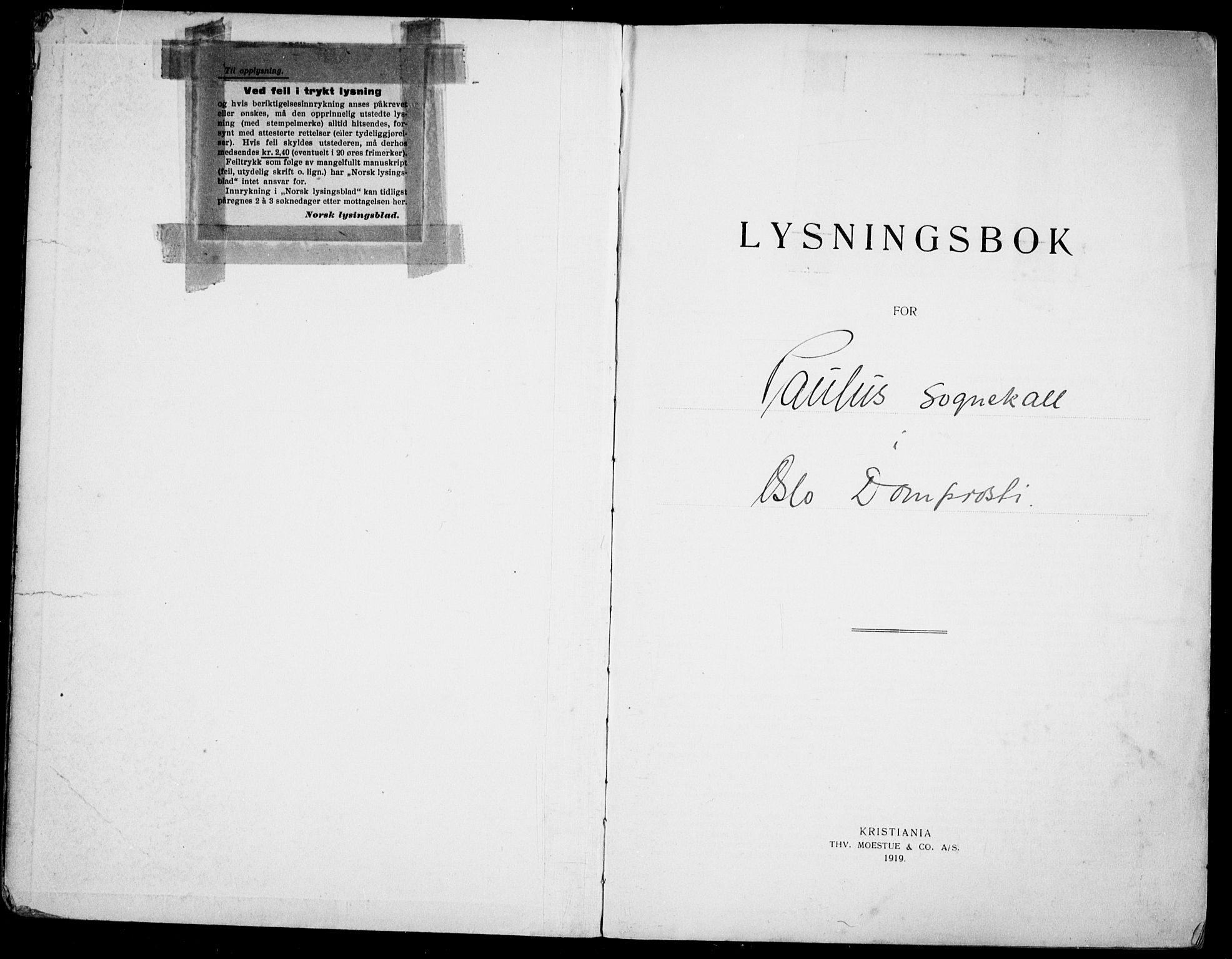 Paulus prestekontor Kirkebøker, SAO/A-10871/H/Ha/L0006: Lysningsprotokoll nr. 6, 1939-1942