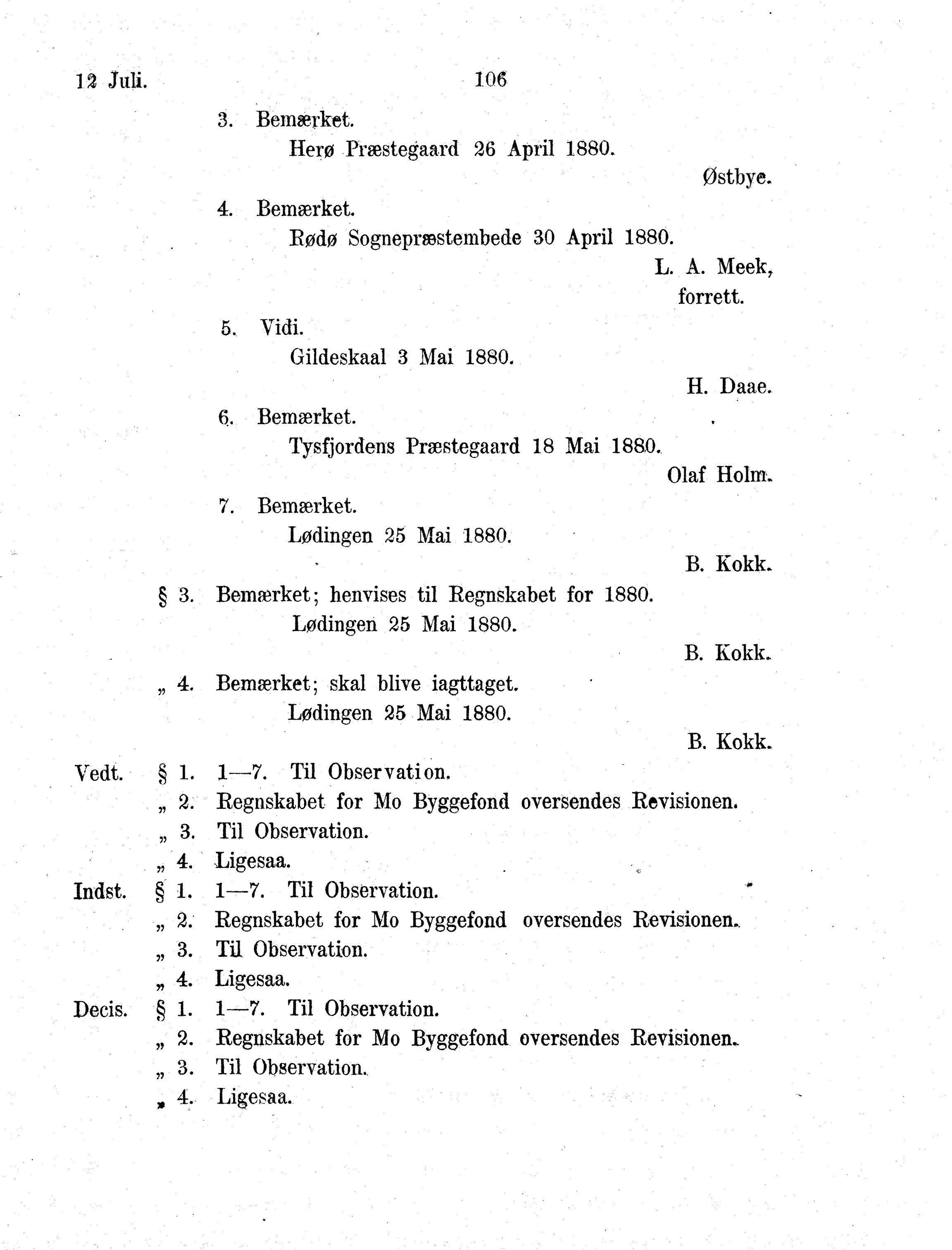 Nordland Fylkeskommune. Fylkestinget, AIN/NFK-17/176/A/Ac/L0013: Fylkestingsforhandlinger 1880, 1880