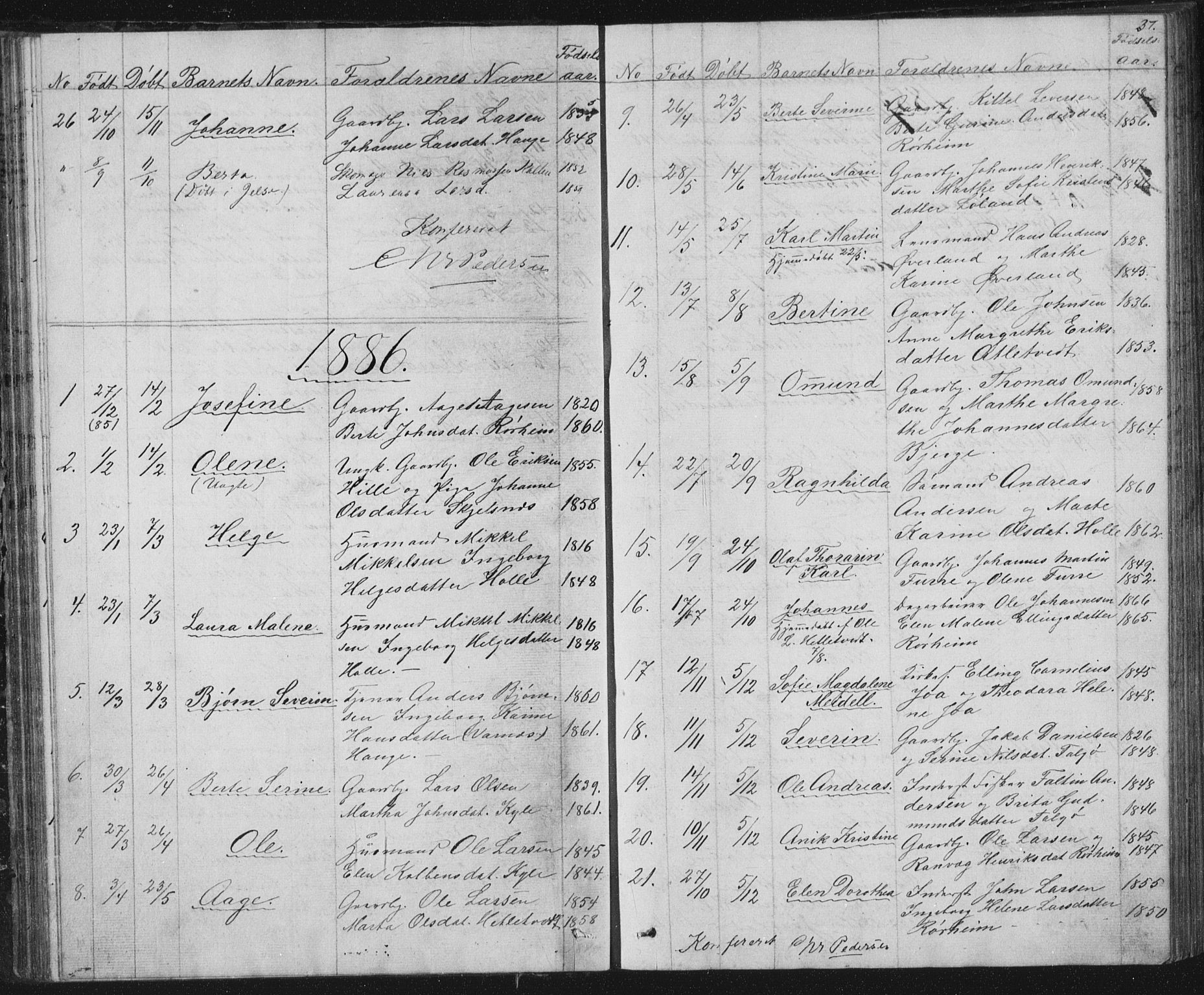 Nedstrand sokneprestkontor, AV/SAST-A-101841/01/V: Klokkerbok nr. B 2, 1848-1933, s. 37