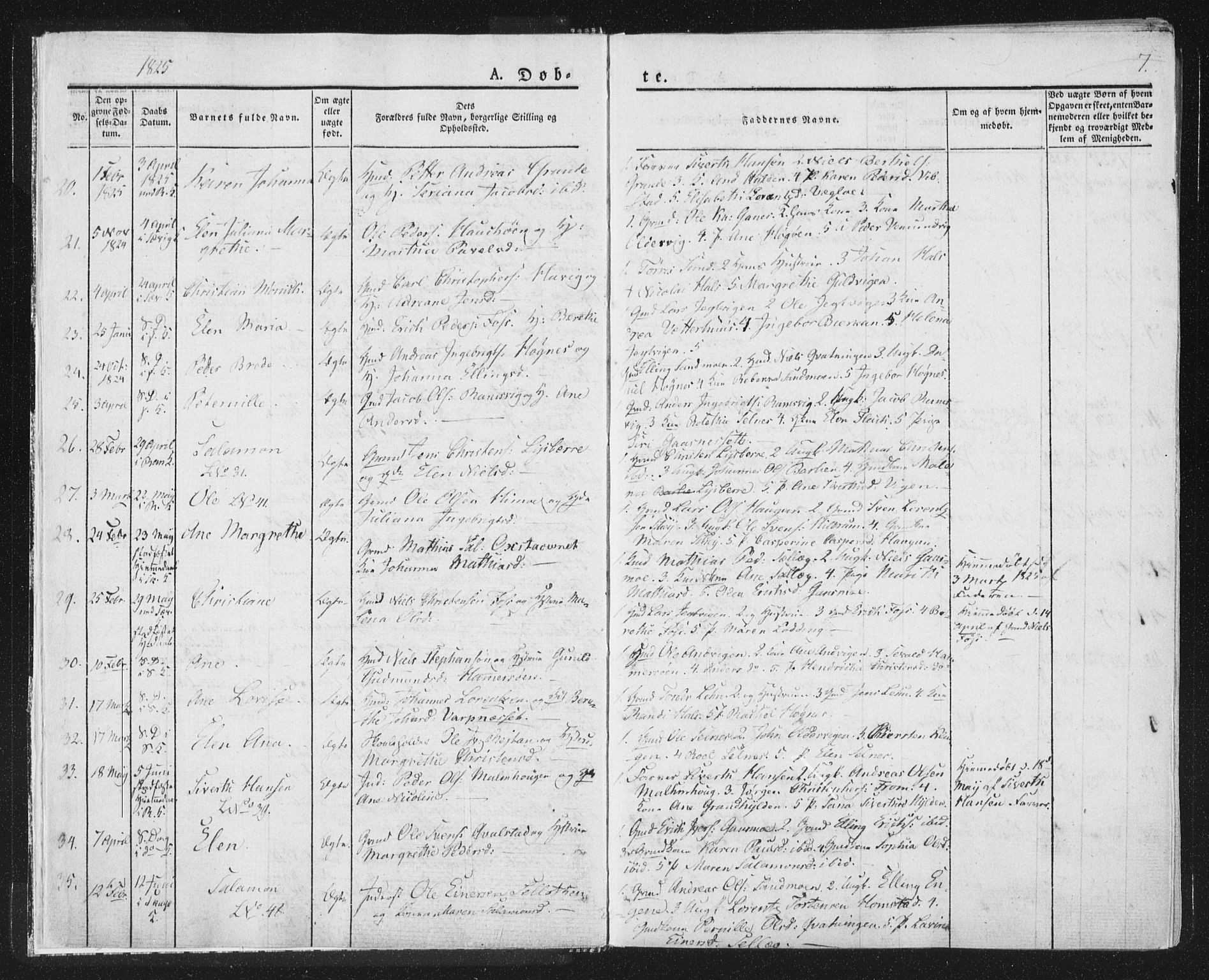 Ministerialprotokoller, klokkerbøker og fødselsregistre - Nord-Trøndelag, SAT/A-1458/764/L0551: Ministerialbok nr. 764A07a, 1824-1864, s. 7