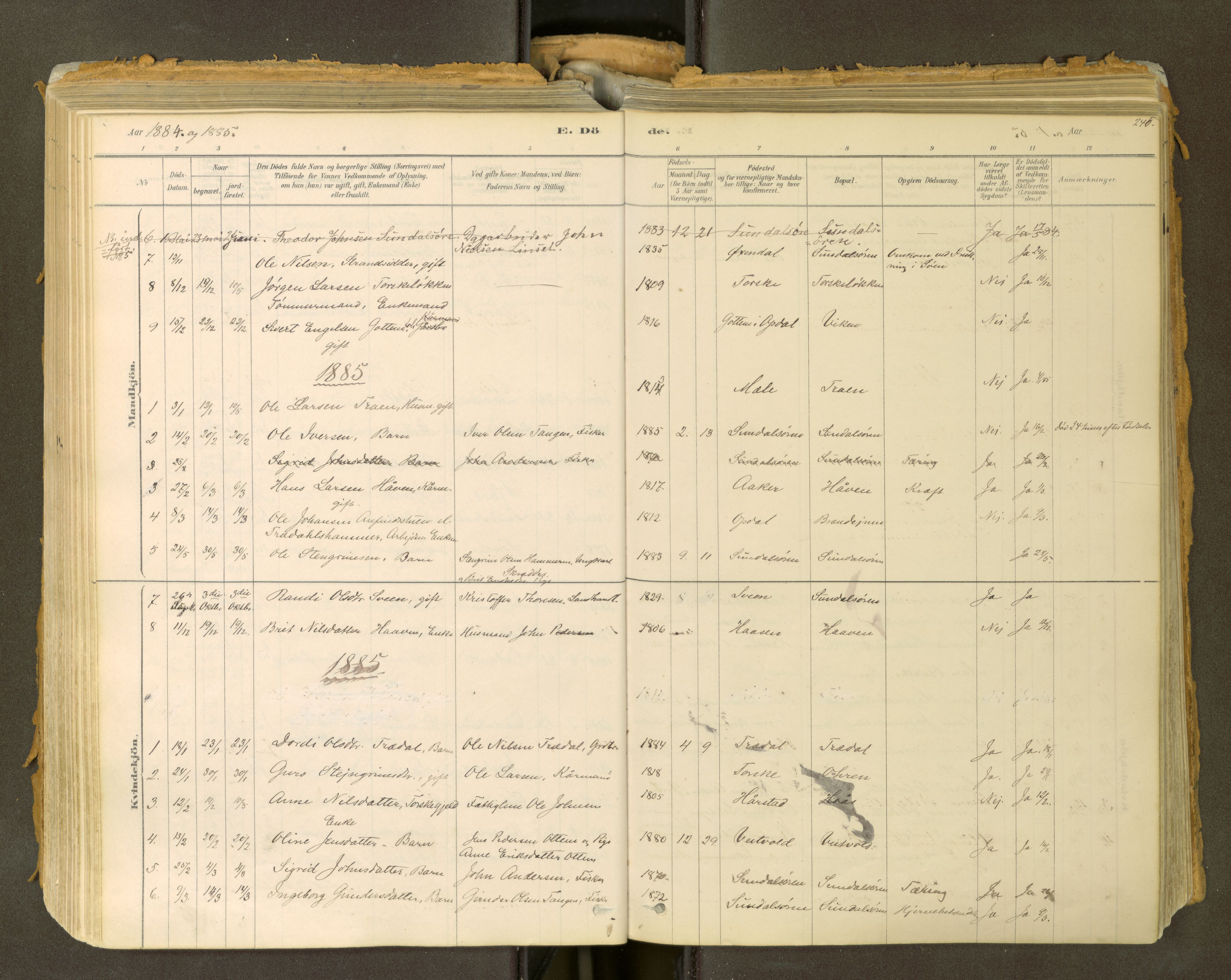 Sunndal sokneprestkontor, SAT/A-1085/1/I/I1/I1a: Ministerialbok nr. 2, 1877-1914, s. 246