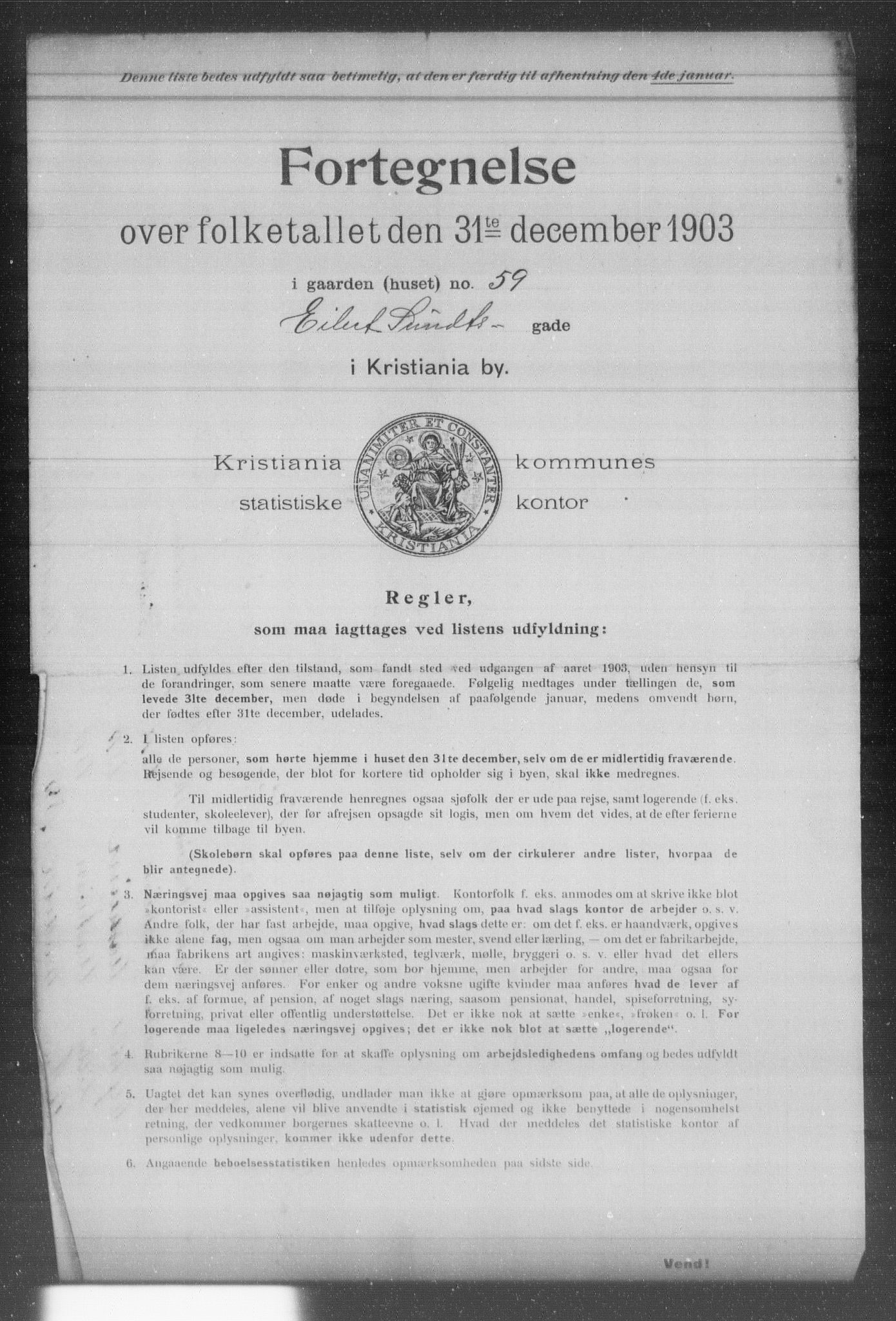 OBA, Kommunal folketelling 31.12.1903 for Kristiania kjøpstad, 1903, s. 3965