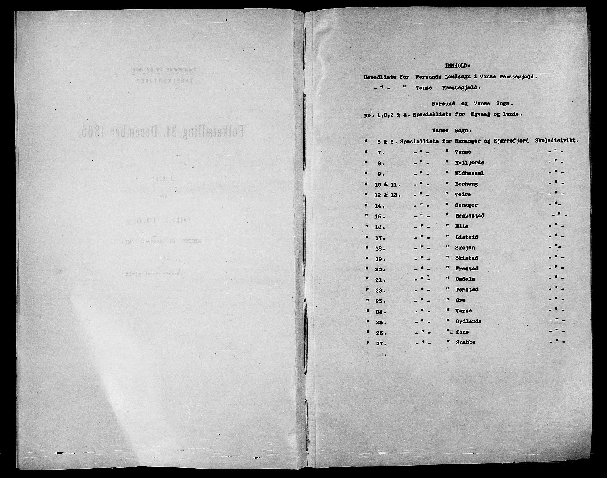 RA, Folketelling 1865 for 1041L Vanse prestegjeld, Vanse sokn og Farsund landsokn, 1865, s. 4