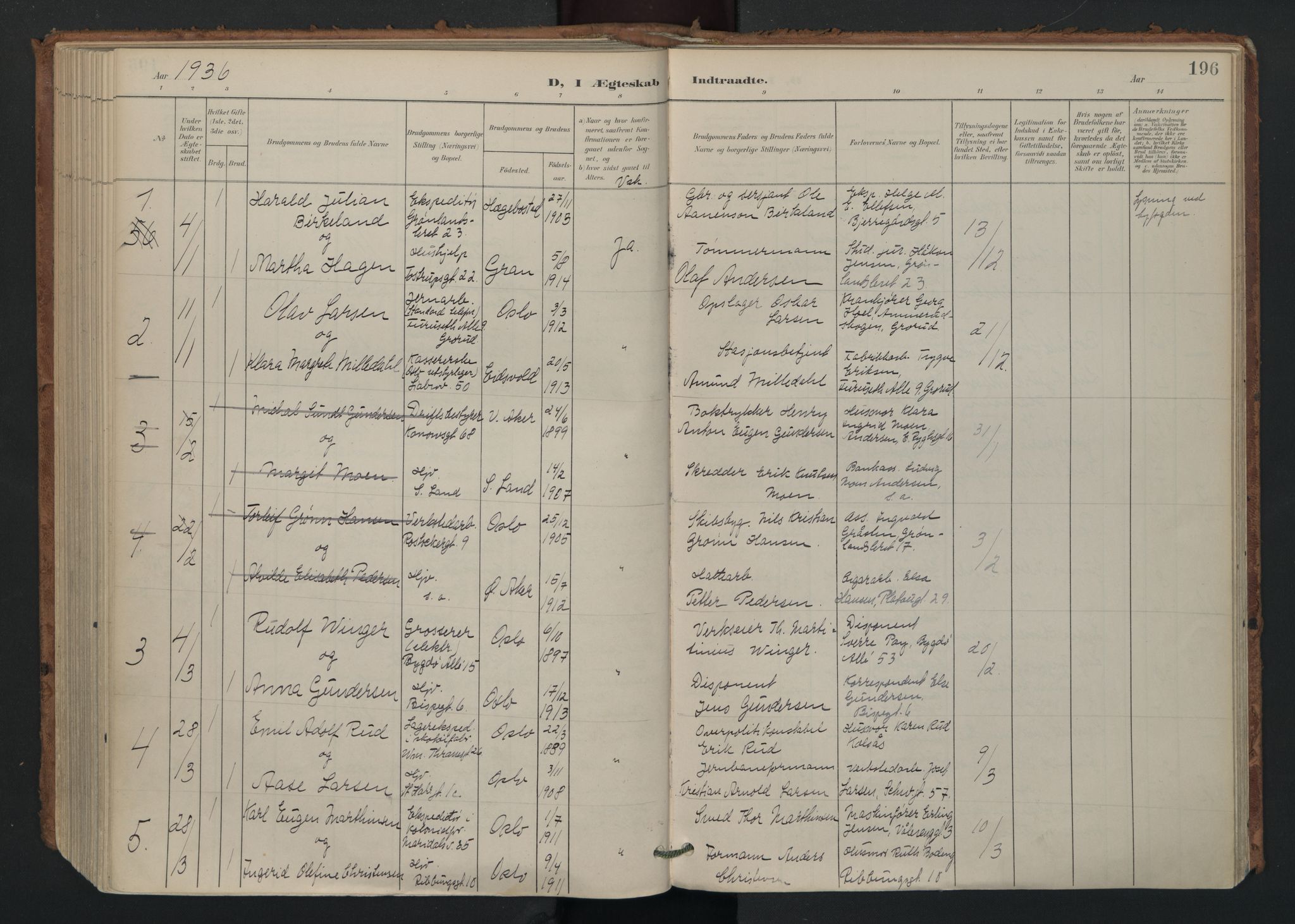 Gamlebyen prestekontor Kirkebøker, AV/SAO-A-10884/F/Fa/L0011: Ministerialbok nr. 11, 1901-1939, s. 196