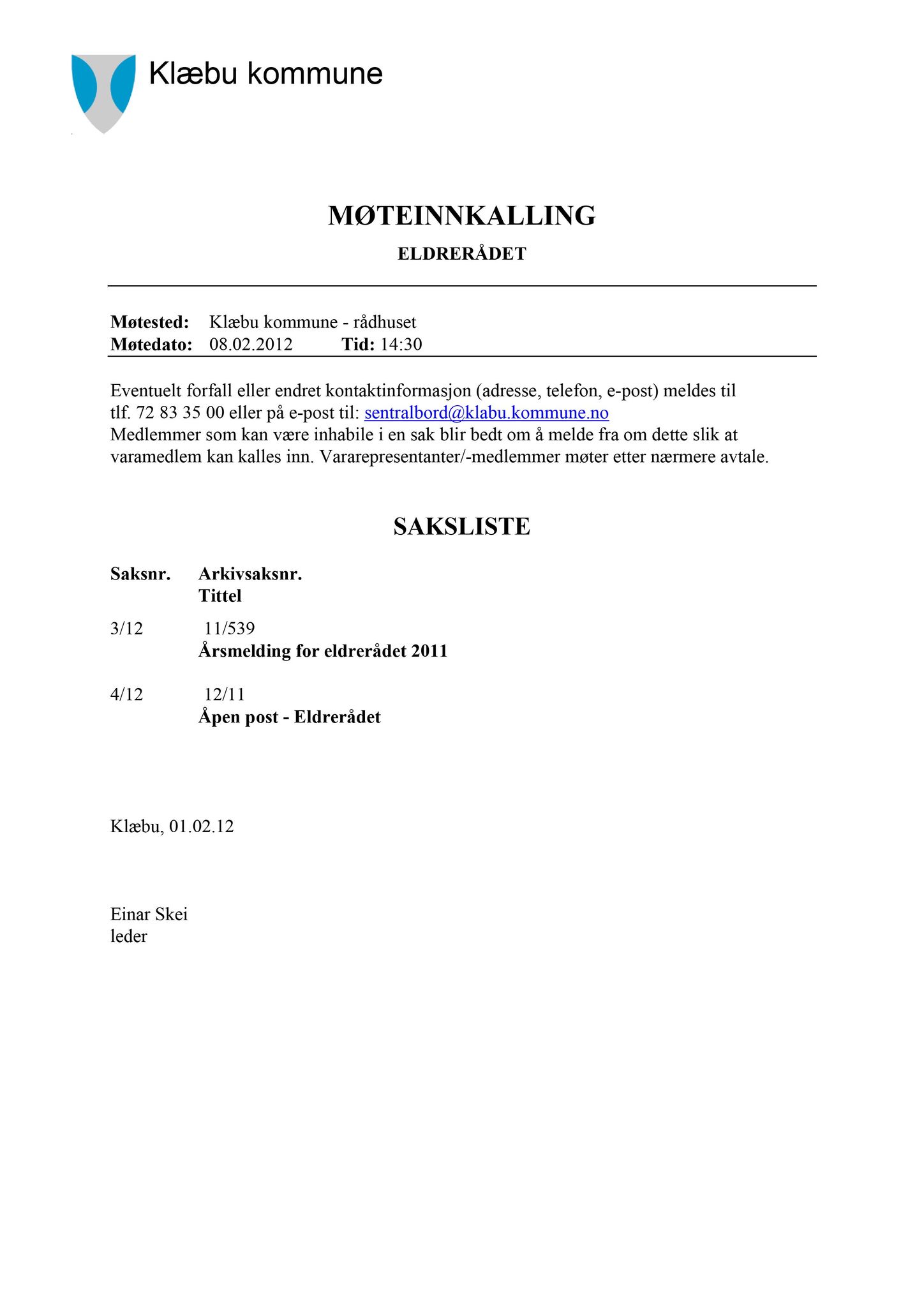 Klæbu Kommune, TRKO/KK/07-ER/L002: Eldrerådet - Møtedokumenter, 2012, s. 24