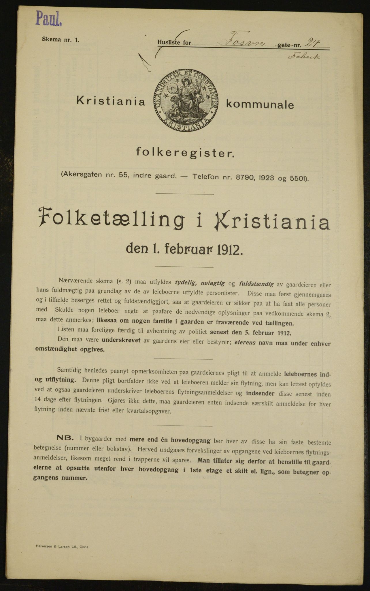 OBA, Kommunal folketelling 1.2.1912 for Kristiania, 1912, s. 25319