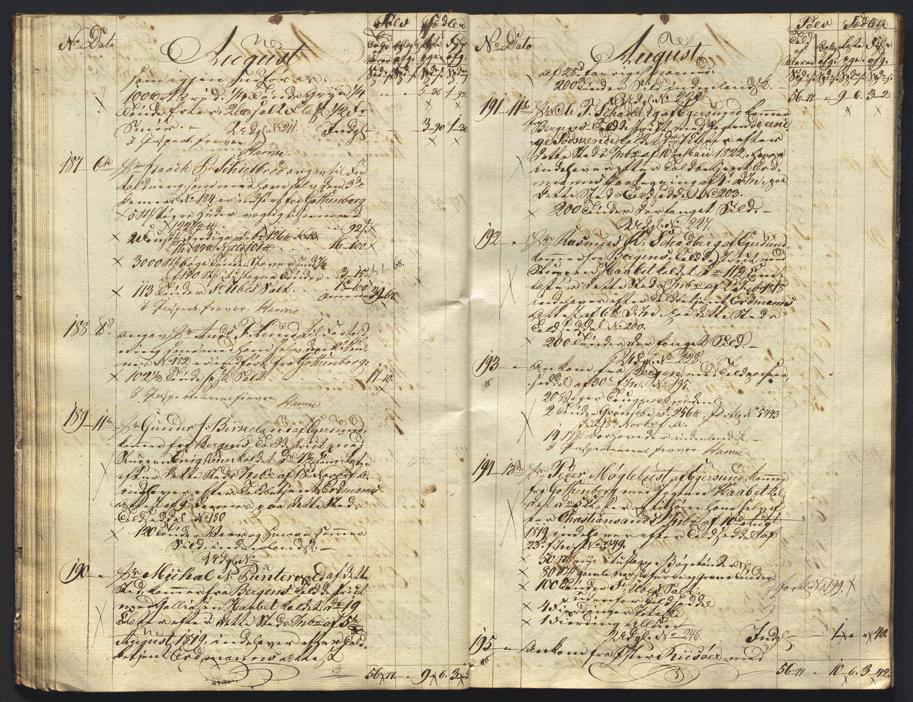 Revisjonsdepartementet, 2. revisjonskontor, AV/RA-S-1115/E/E015/L0059: Egersund: Tollbok, 1825, s. 28b-29a