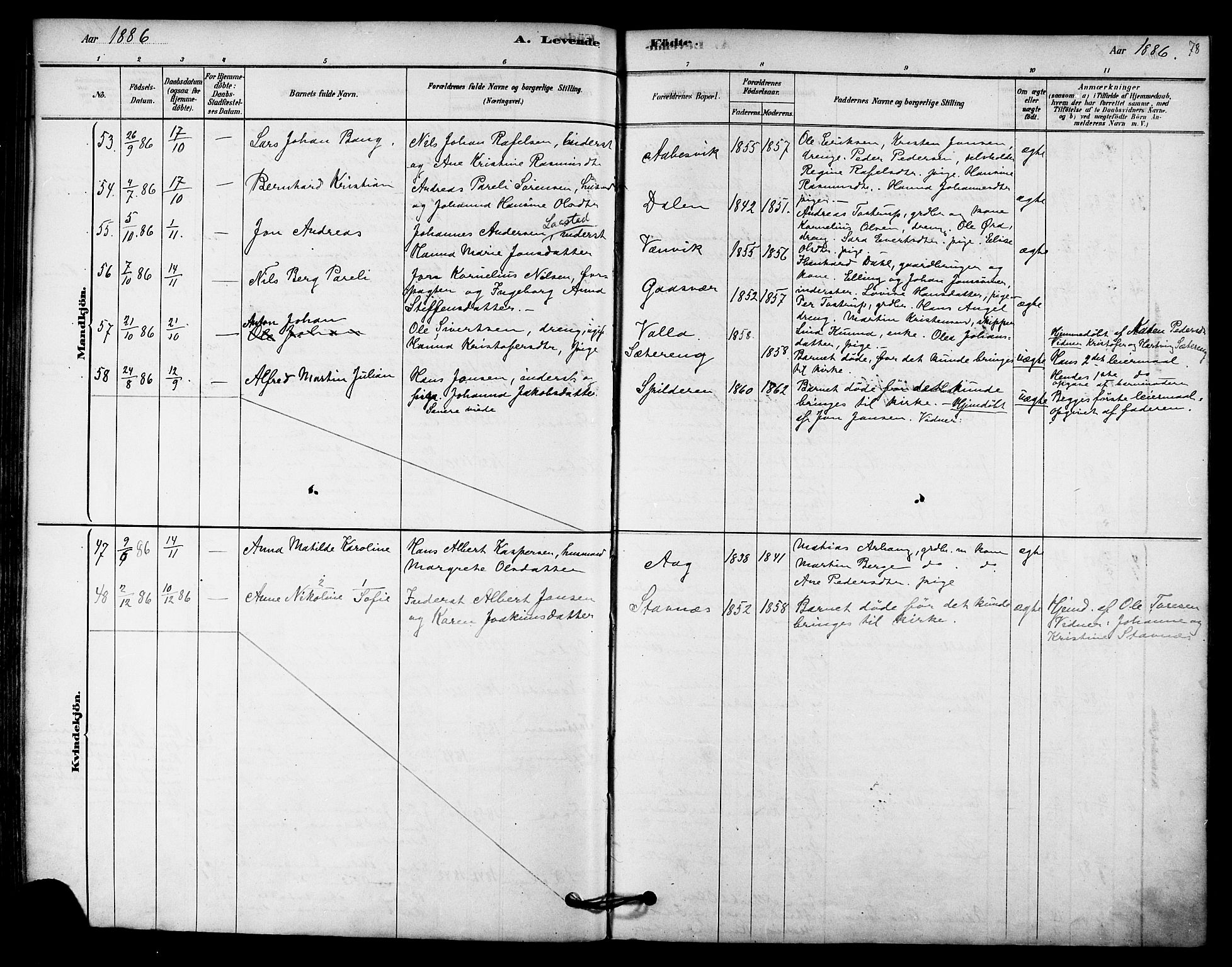 Ministerialprotokoller, klokkerbøker og fødselsregistre - Nordland, SAT/A-1459/843/L0626: Ministerialbok nr. 843A01, 1878-1907, s. 78