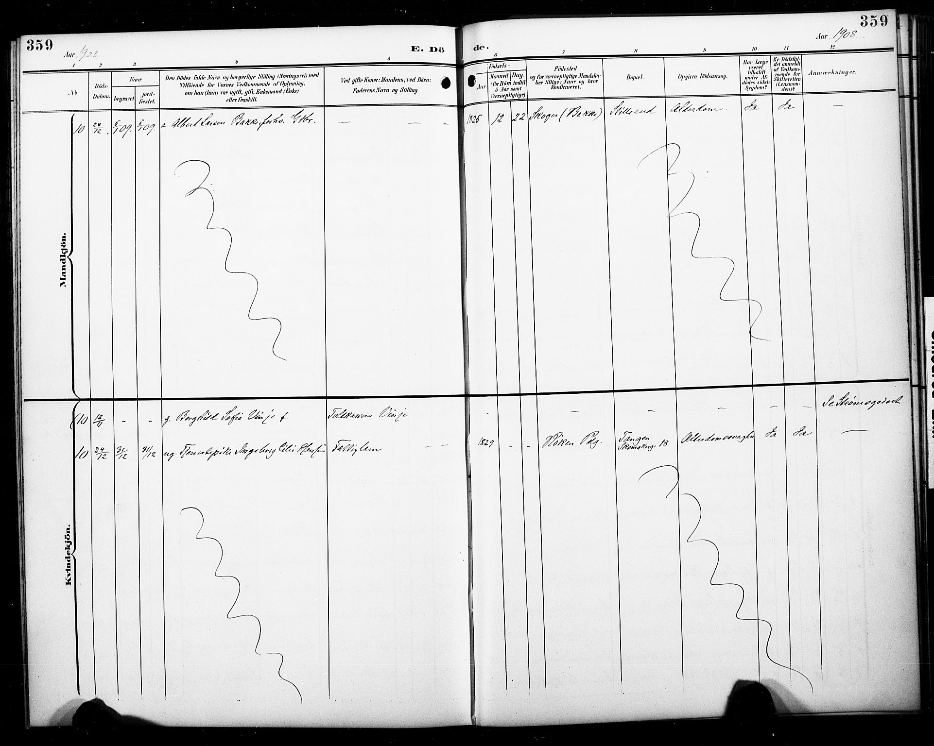 Skoger kirkebøker, AV/SAKO-A-59/G/Ga/L0003: Klokkerbok nr. I 3, 1900-1927, s. 359