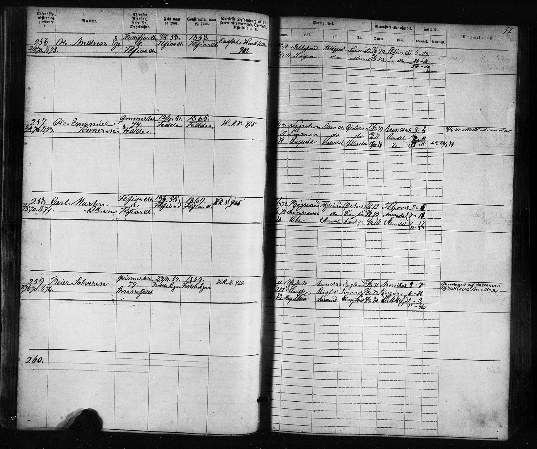 Flekkefjord mønstringskrets, AV/SAK-2031-0018/F/Fa/L0005: Annotasjonsrulle nr 1-1915 med register, Æ-2, 1868-1896, s. 72