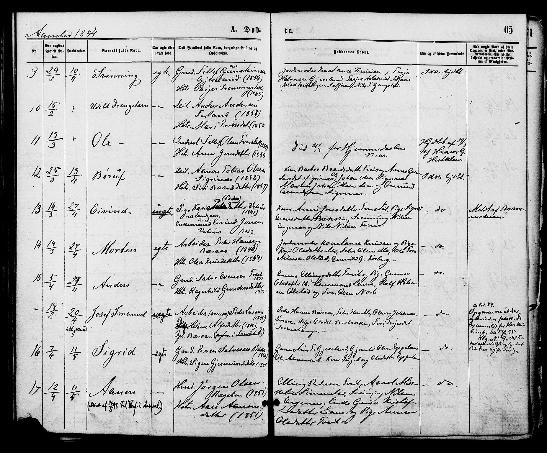 Åmli sokneprestkontor, AV/SAK-1111-0050/F/Fa/Fac/L0009: Ministerialbok nr. A 9 /1, 1869-1884, s. 65