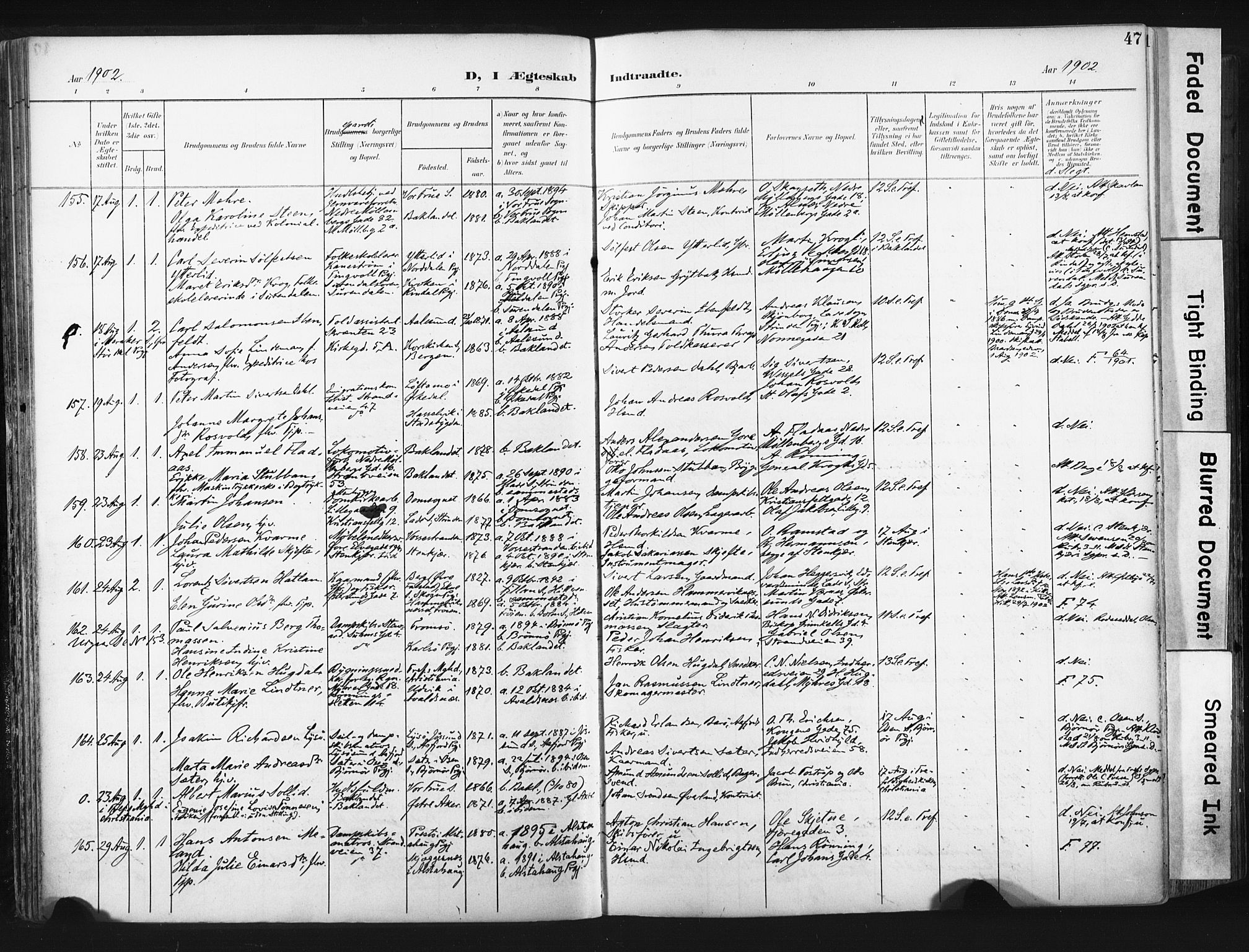 Ministerialprotokoller, klokkerbøker og fødselsregistre - Sør-Trøndelag, SAT/A-1456/604/L0201: Ministerialbok nr. 604A21, 1901-1911, s. 47
