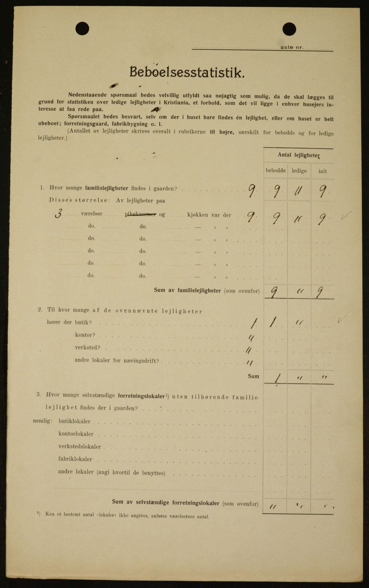 OBA, Kommunal folketelling 1.2.1909 for Kristiania kjøpstad, 1909, s. 107607