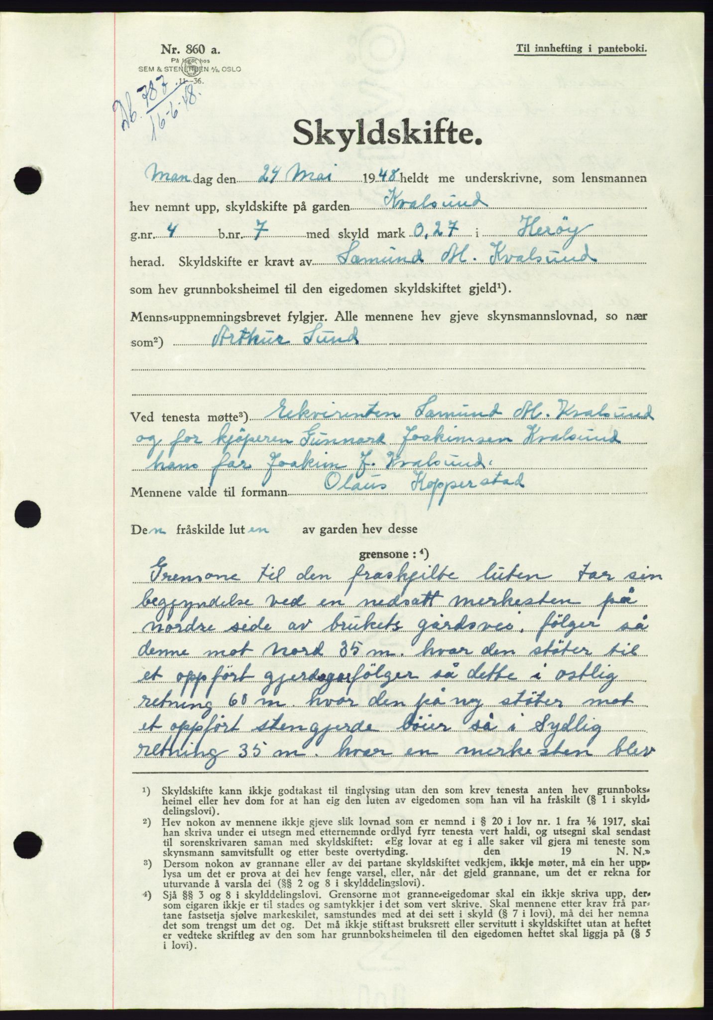 Søre Sunnmøre sorenskriveri, AV/SAT-A-4122/1/2/2C/L0082: Pantebok nr. 8A, 1948-1948, Dagboknr: 787/1948