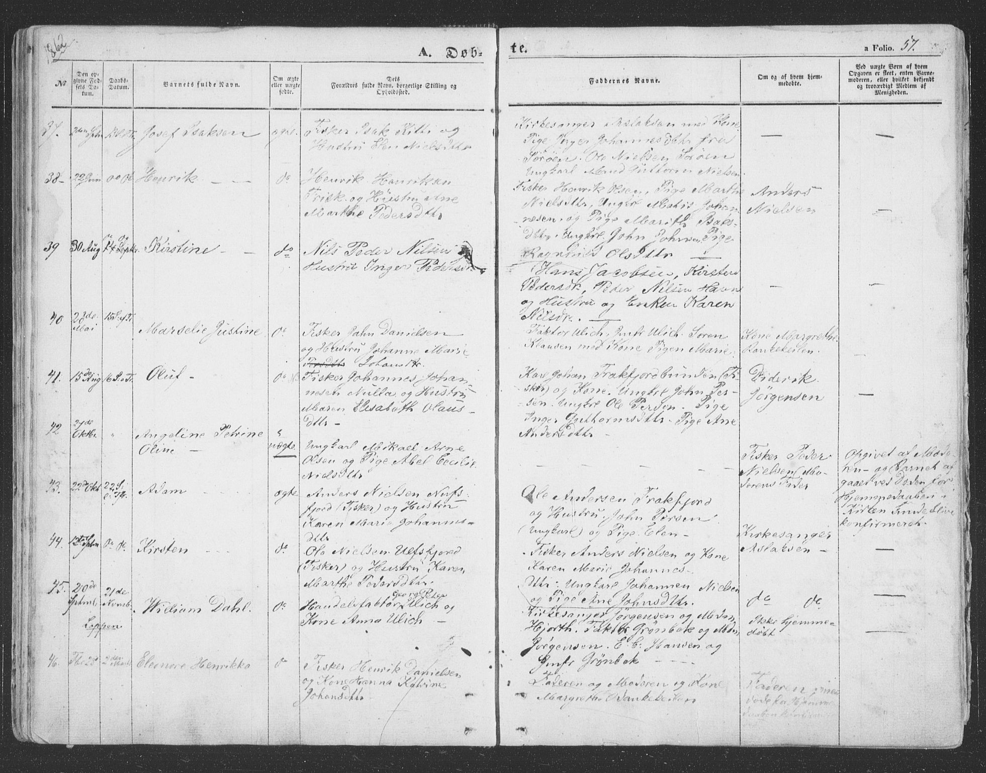 Loppa sokneprestkontor, AV/SATØ-S-1339/H/Ha/L0004kirke: Ministerialbok nr. 4, 1849-1868, s. 57