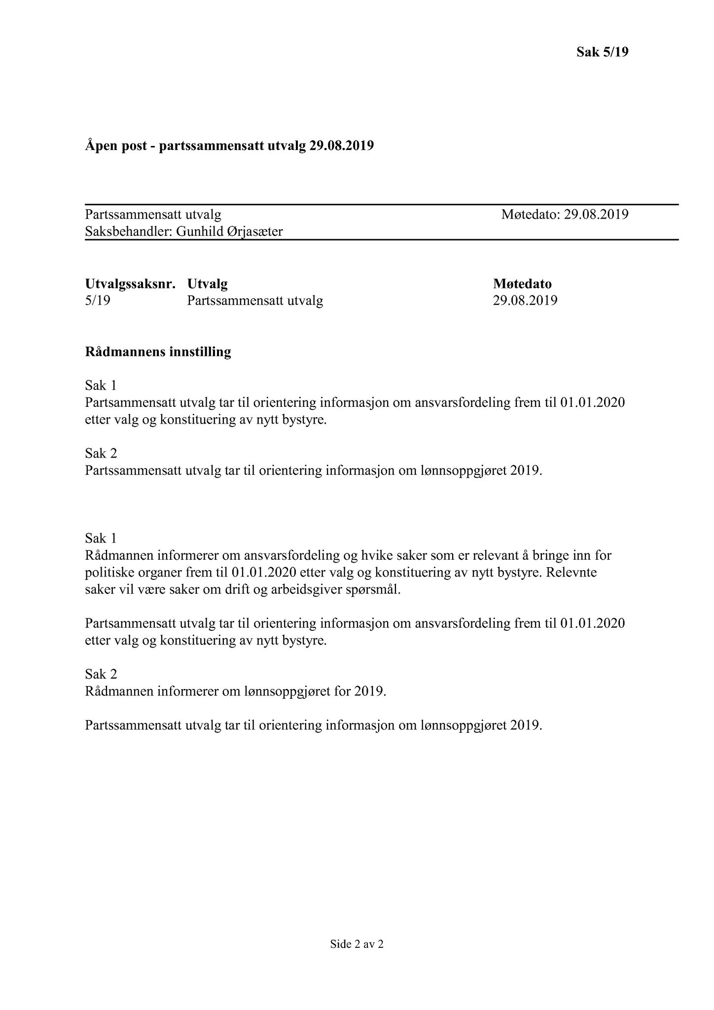 Klæbu Kommune, TRKO/KK/11-PSU/L004: Partssammensatt utvalg - Møtedokumenter, 2019, s. 29