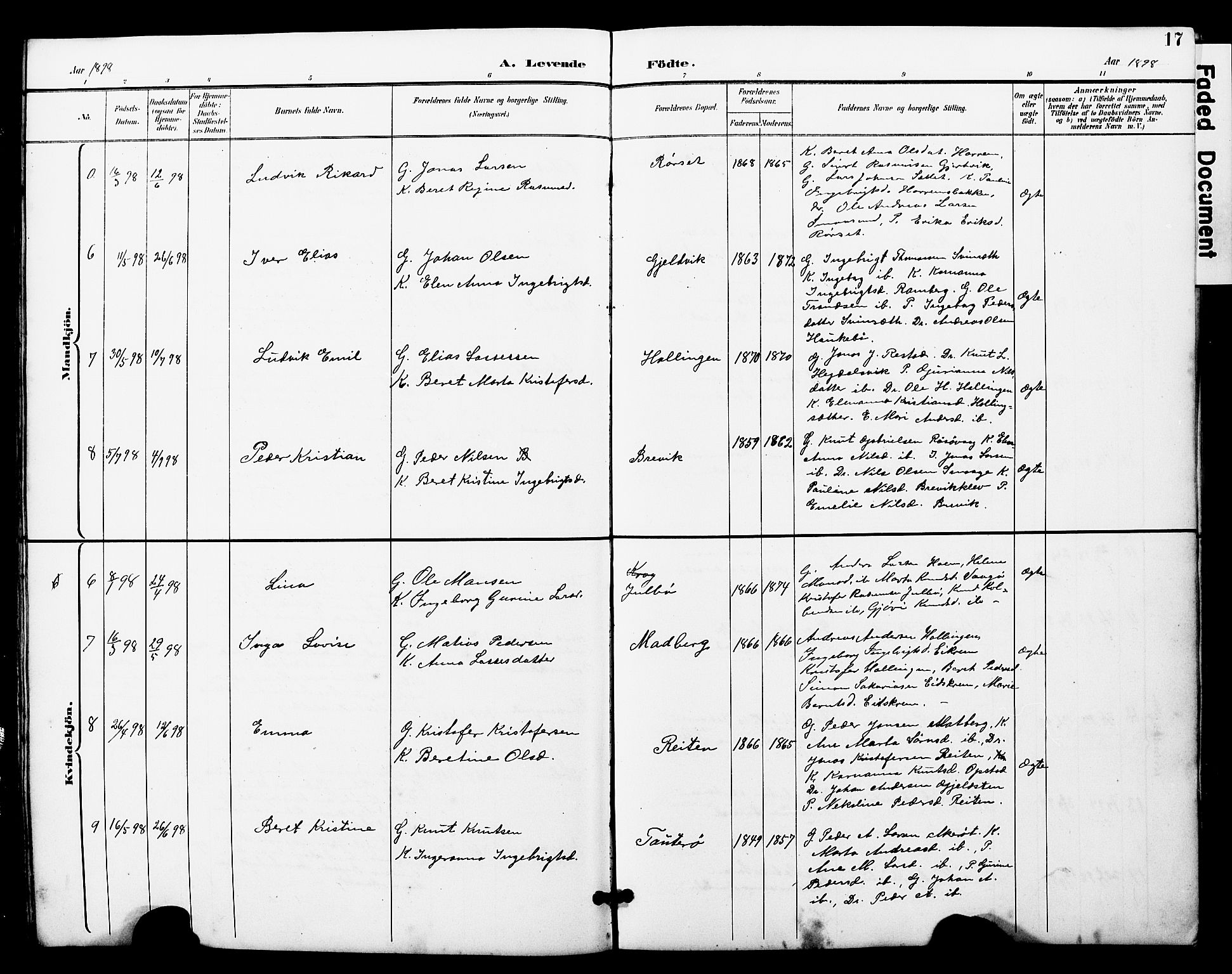 Ministerialprotokoller, klokkerbøker og fødselsregistre - Møre og Romsdal, AV/SAT-A-1454/560/L0725: Klokkerbok nr. 560C02, 1895-1930, s. 17