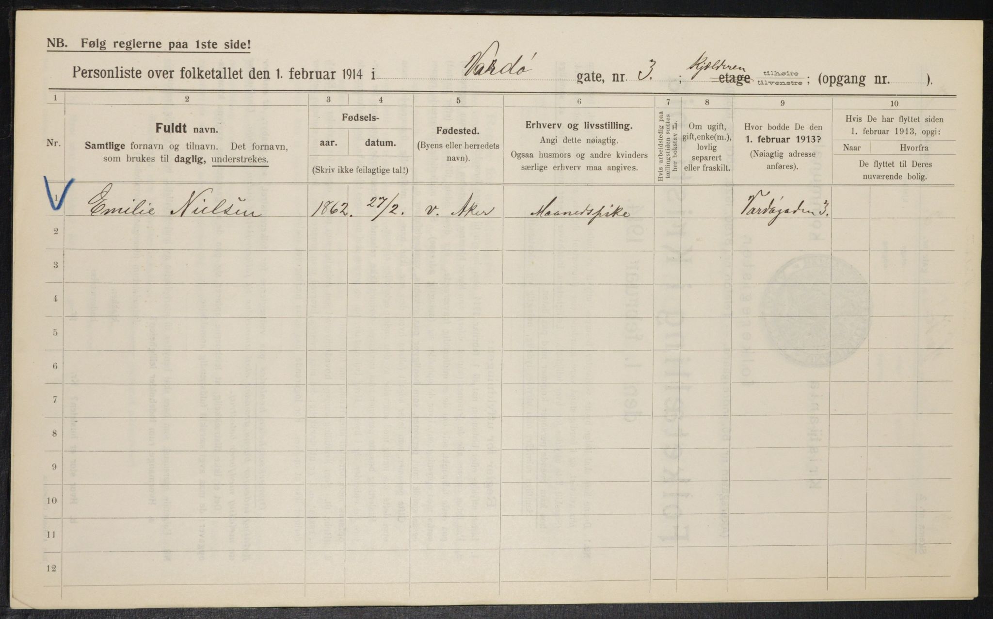 OBA, Kommunal folketelling 1.2.1914 for Kristiania, 1914, s. 122935