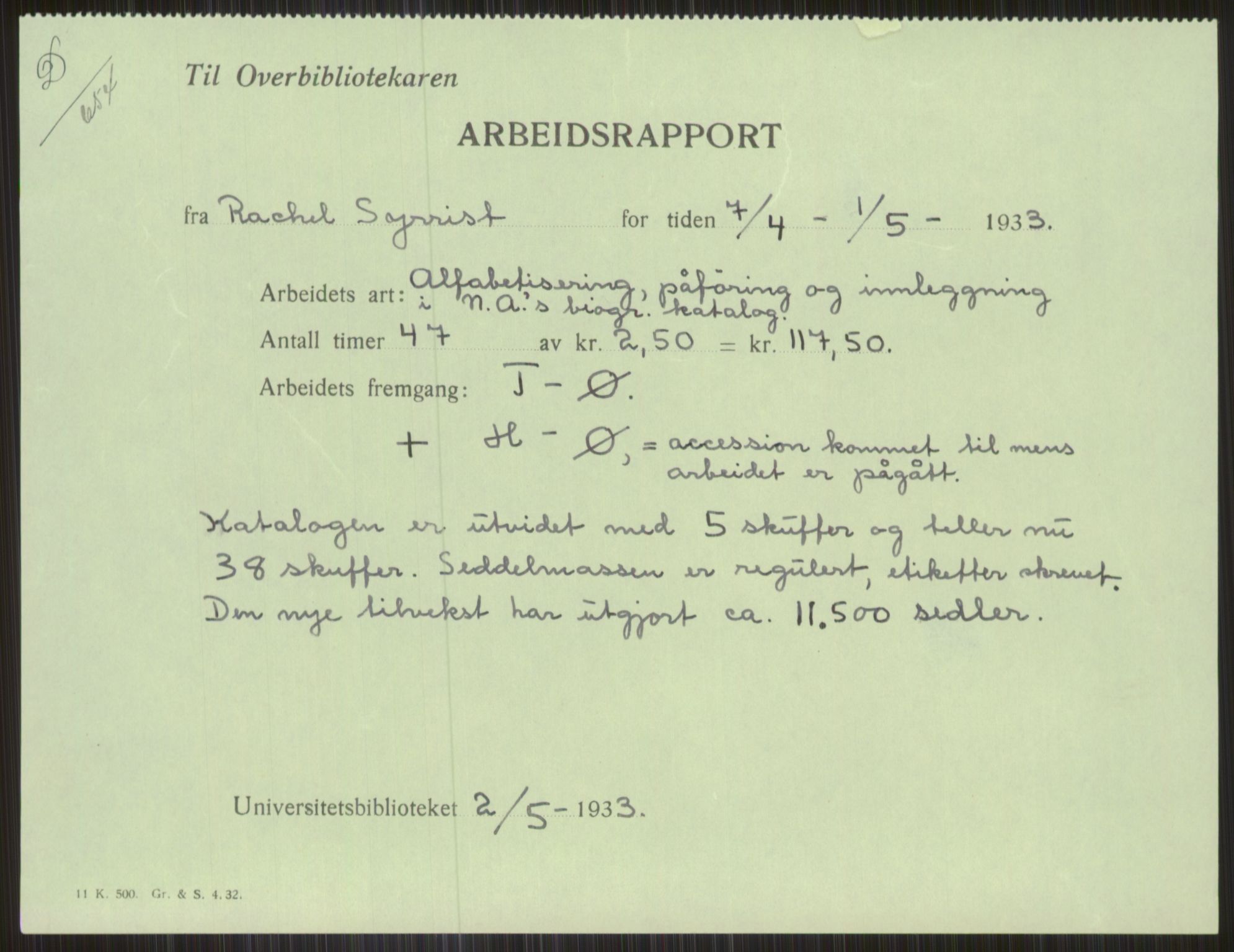 Universitetsbiblioteket i Oslo, AV/RA-S-4102/E/Ea/L0001: --, 1918-1956, s. 339