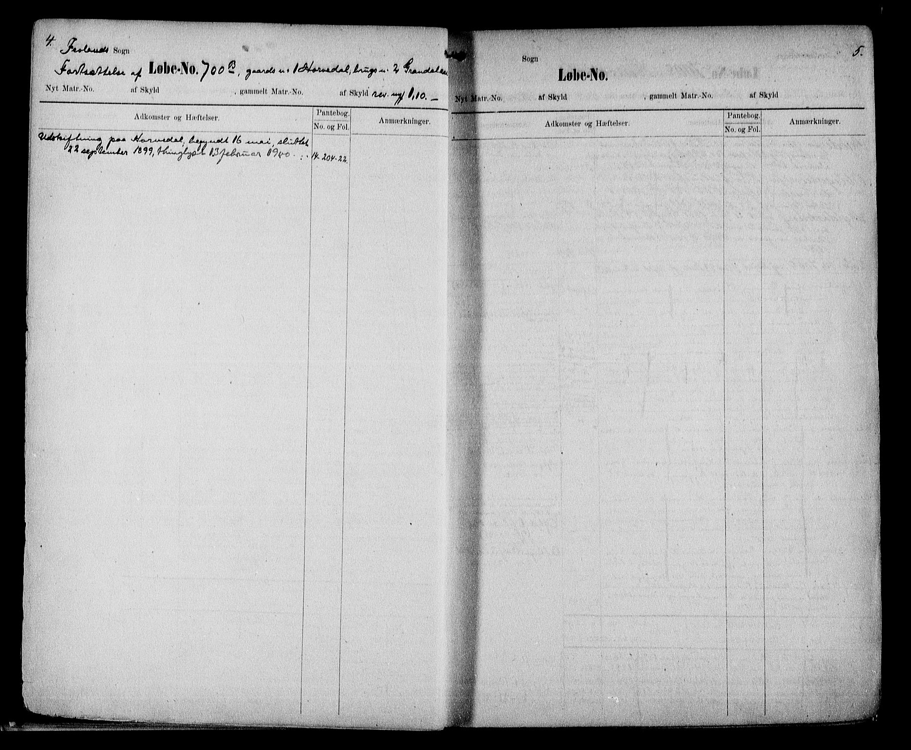 Nedenes sorenskriveri, SAK/1221-0006/G/Ga/Gaa/L0013: Panteregister nr. 13, 1720-1906, s. 4-5