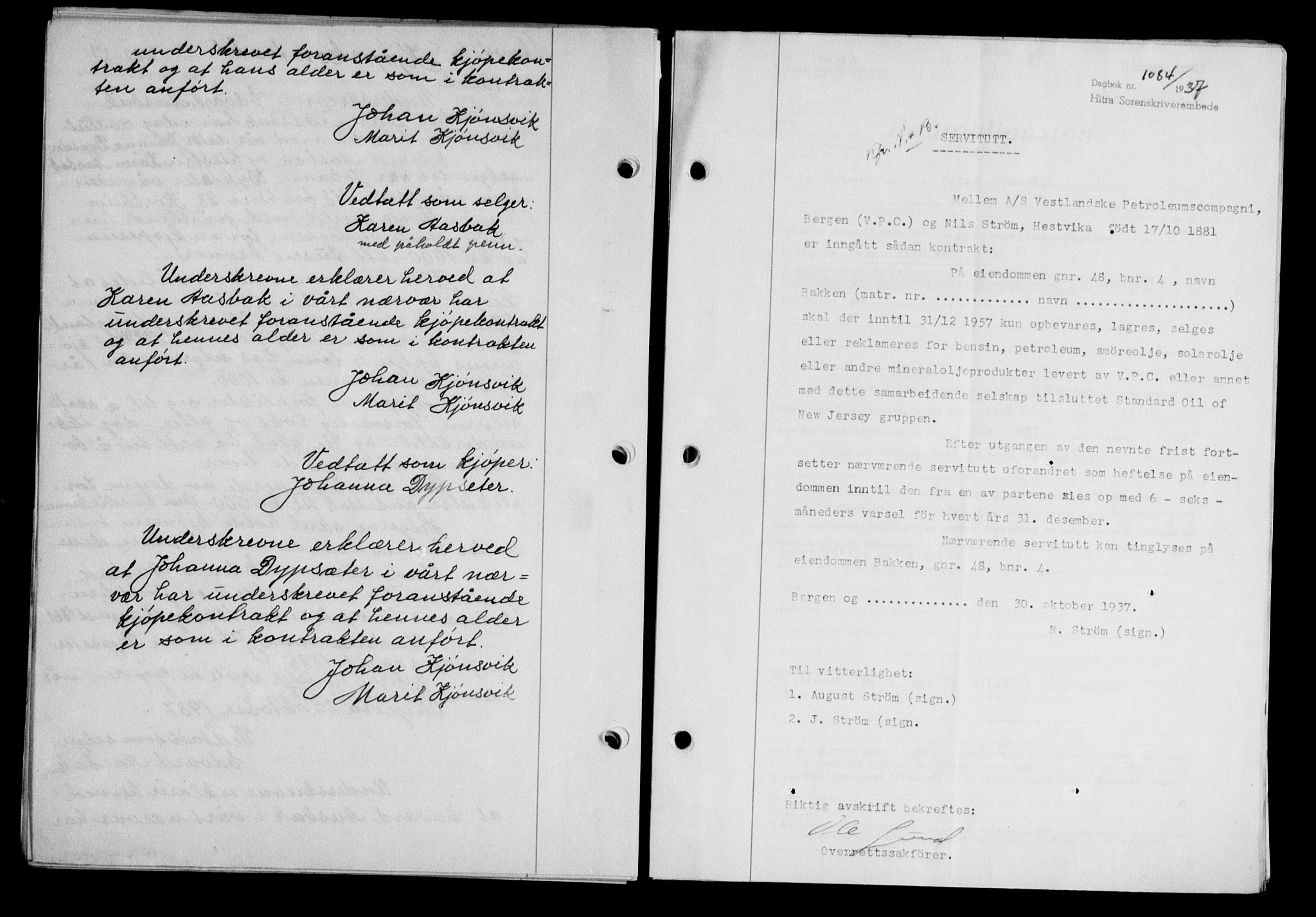 Hitra sorenskriveri, AV/SAT-A-0018/2/2C/2Ca/L0028: Pantebok nr. B-1, 1936-1939, Dagboknr: 1084/1937