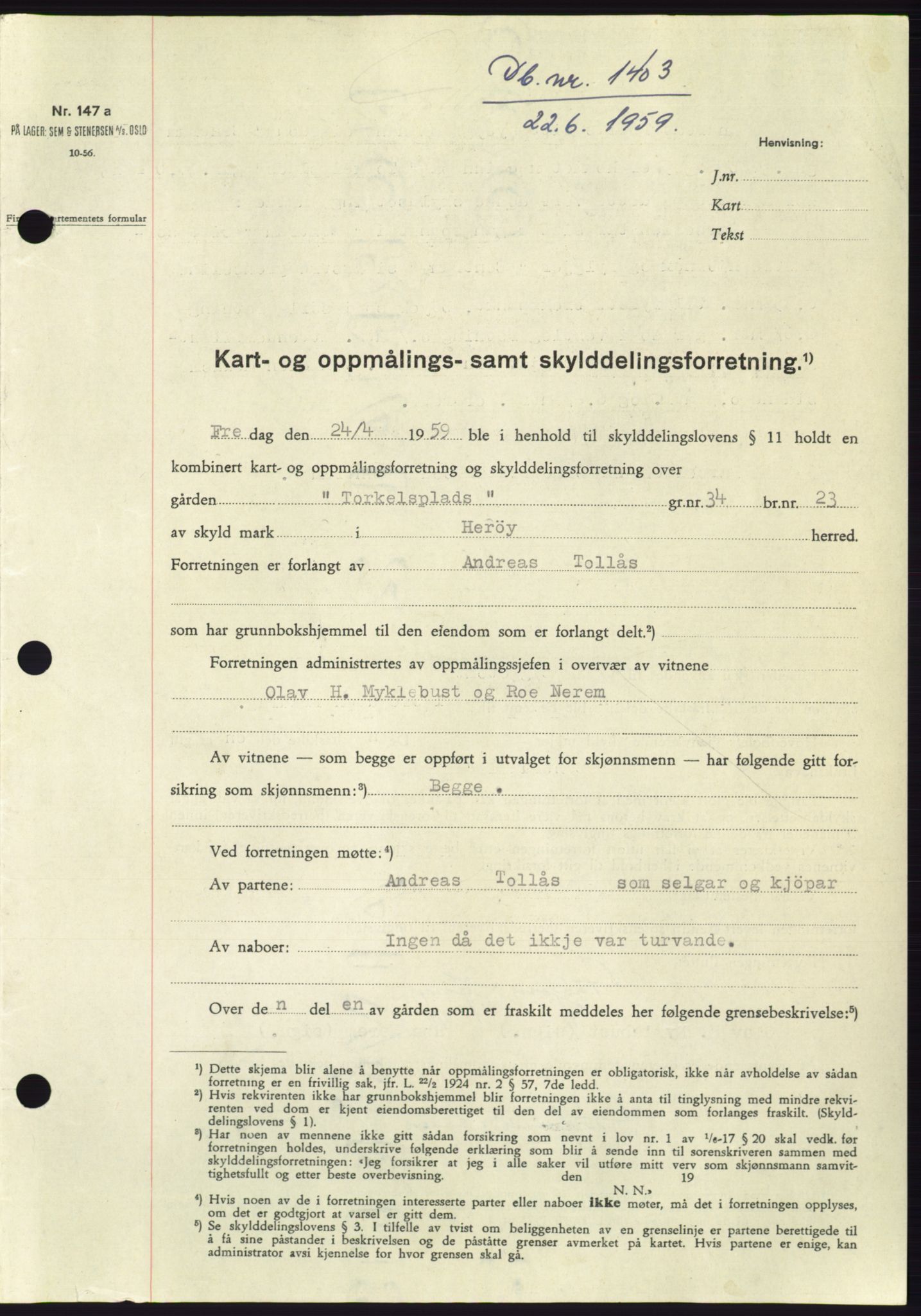 Søre Sunnmøre sorenskriveri, SAT/A-4122/1/2/2C/L0112: Pantebok nr. 38A, 1959-1959, Dagboknr: 1403/1959