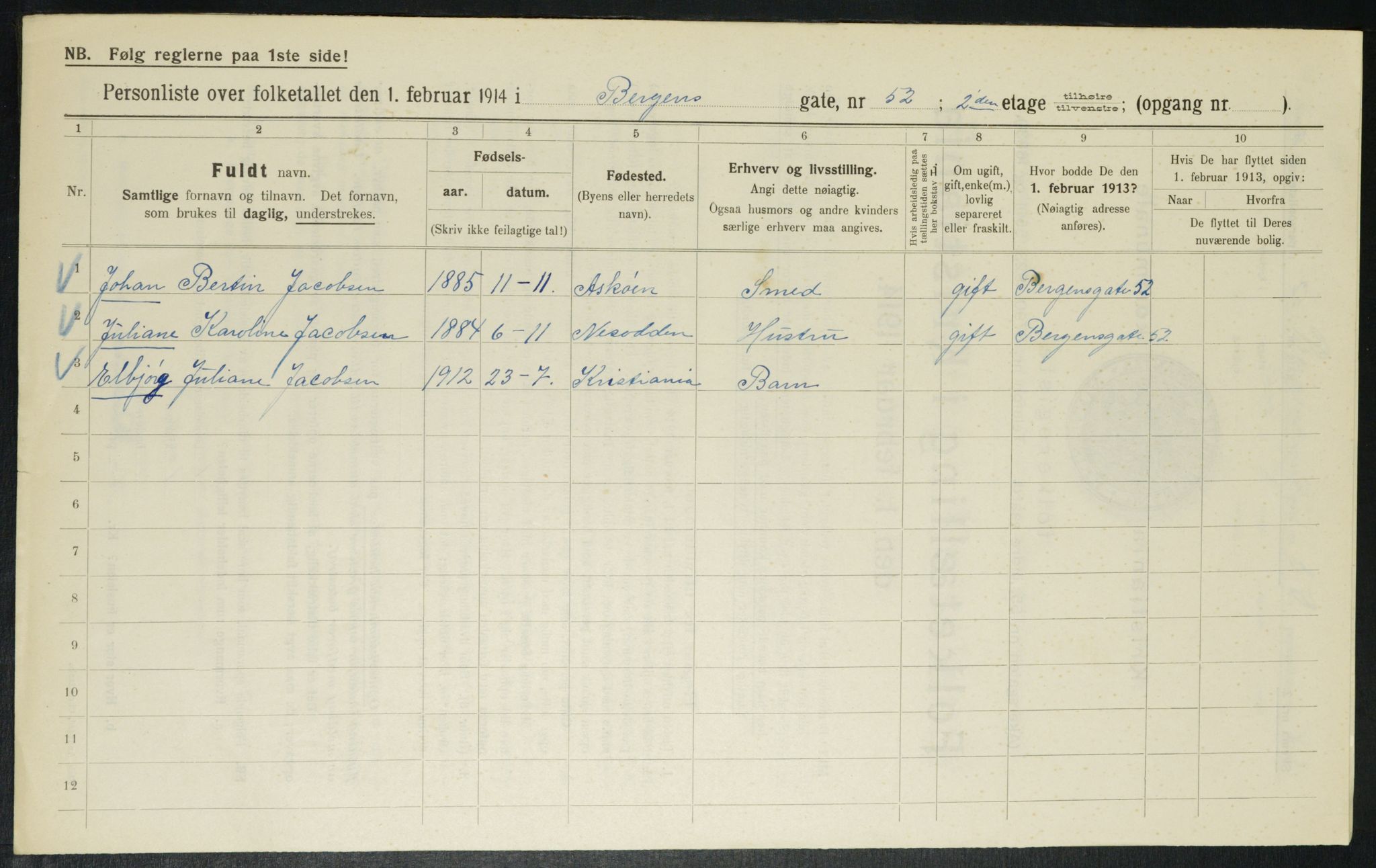 OBA, Kommunal folketelling 1.2.1914 for Kristiania, 1914, s. 4005