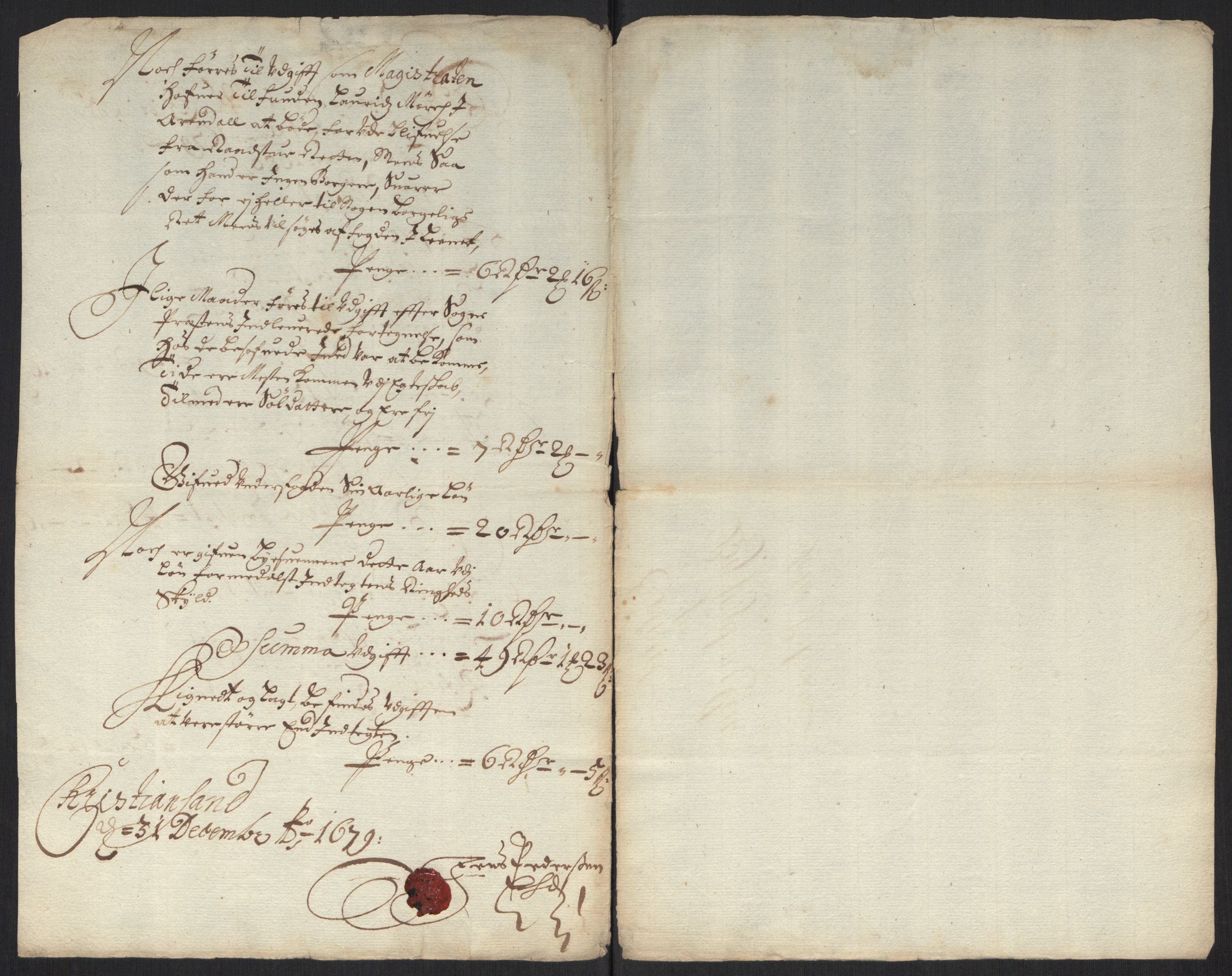 Rentekammeret inntil 1814, Reviderte regnskaper, Byregnskaper, RA/EA-4066/R/Rm/L0284: [M17] Sikt og sakefall, 1658-1680, s. 86