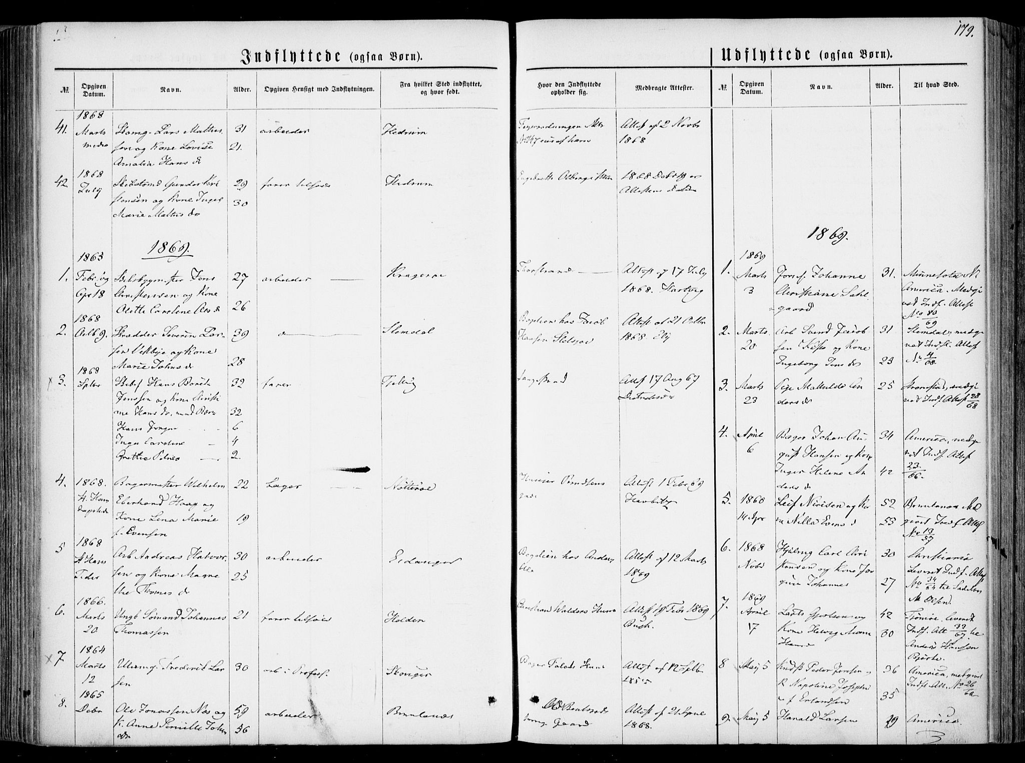 Larvik kirkebøker, AV/SAKO-A-352/F/Fa/L0005: Ministerialbok nr. I 5, 1856-1870, s. 179