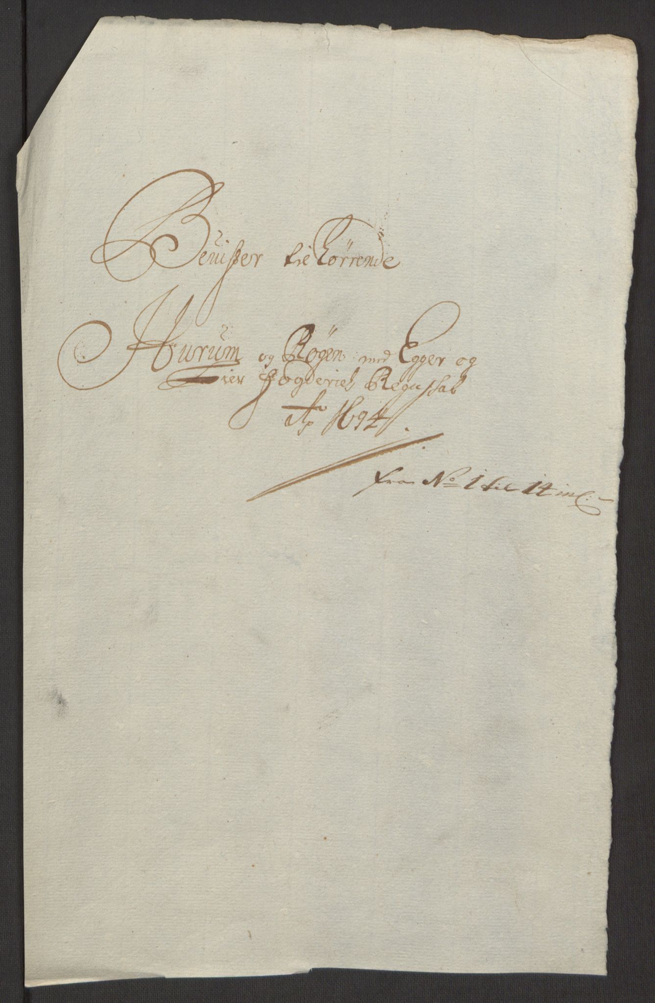 Rentekammeret inntil 1814, Reviderte regnskaper, Fogderegnskap, AV/RA-EA-4092/R30/L1694: Fogderegnskap Hurum, Røyken, Eiker og Lier, 1694-1696, s. 13