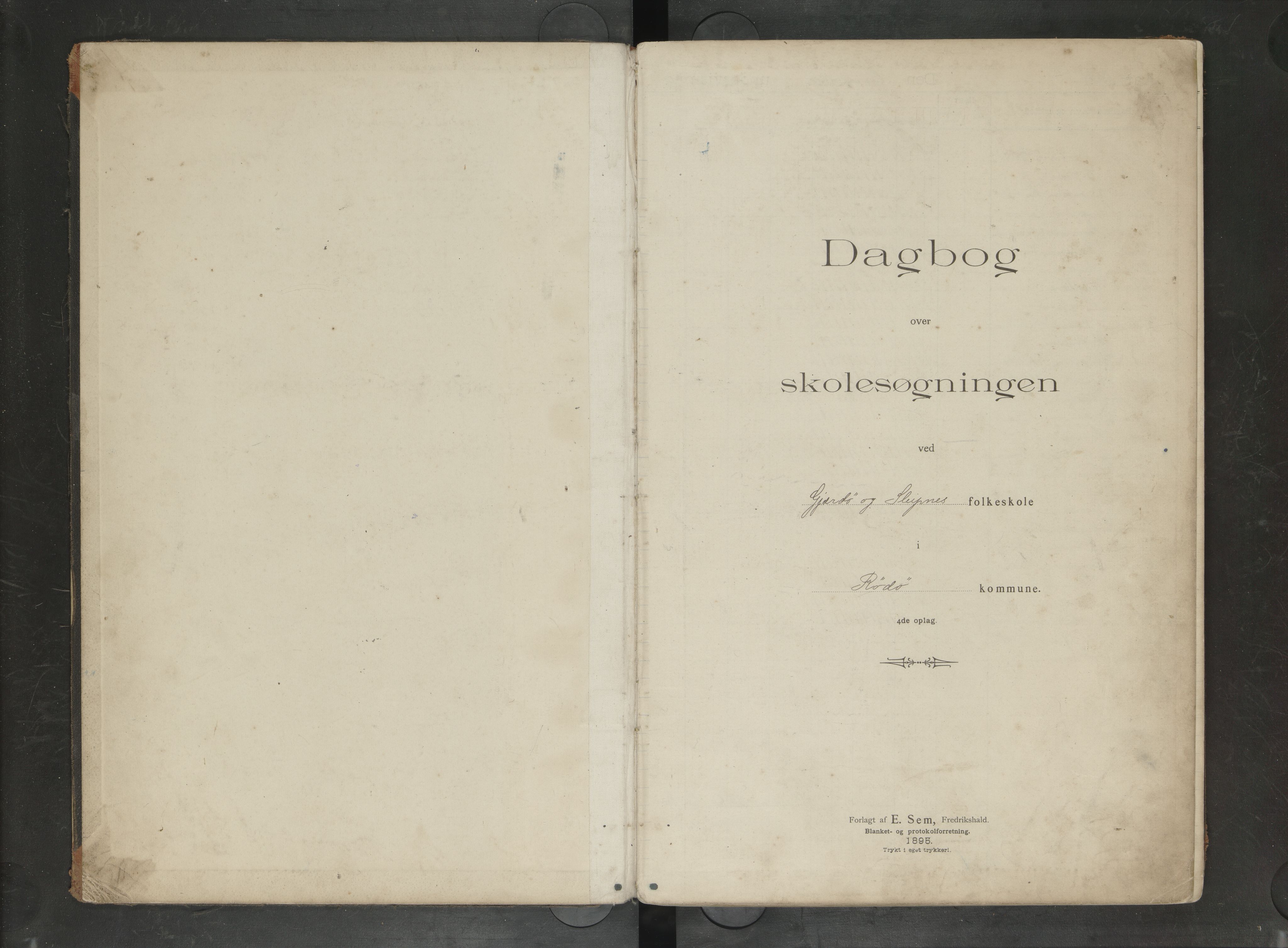 Rødøy kommune. Ymse skolekretser , AIN/K-18360.510.04/F/Fa/L0015: Skoledagbok:Gjerøy/Sleipnes, 1897-1911