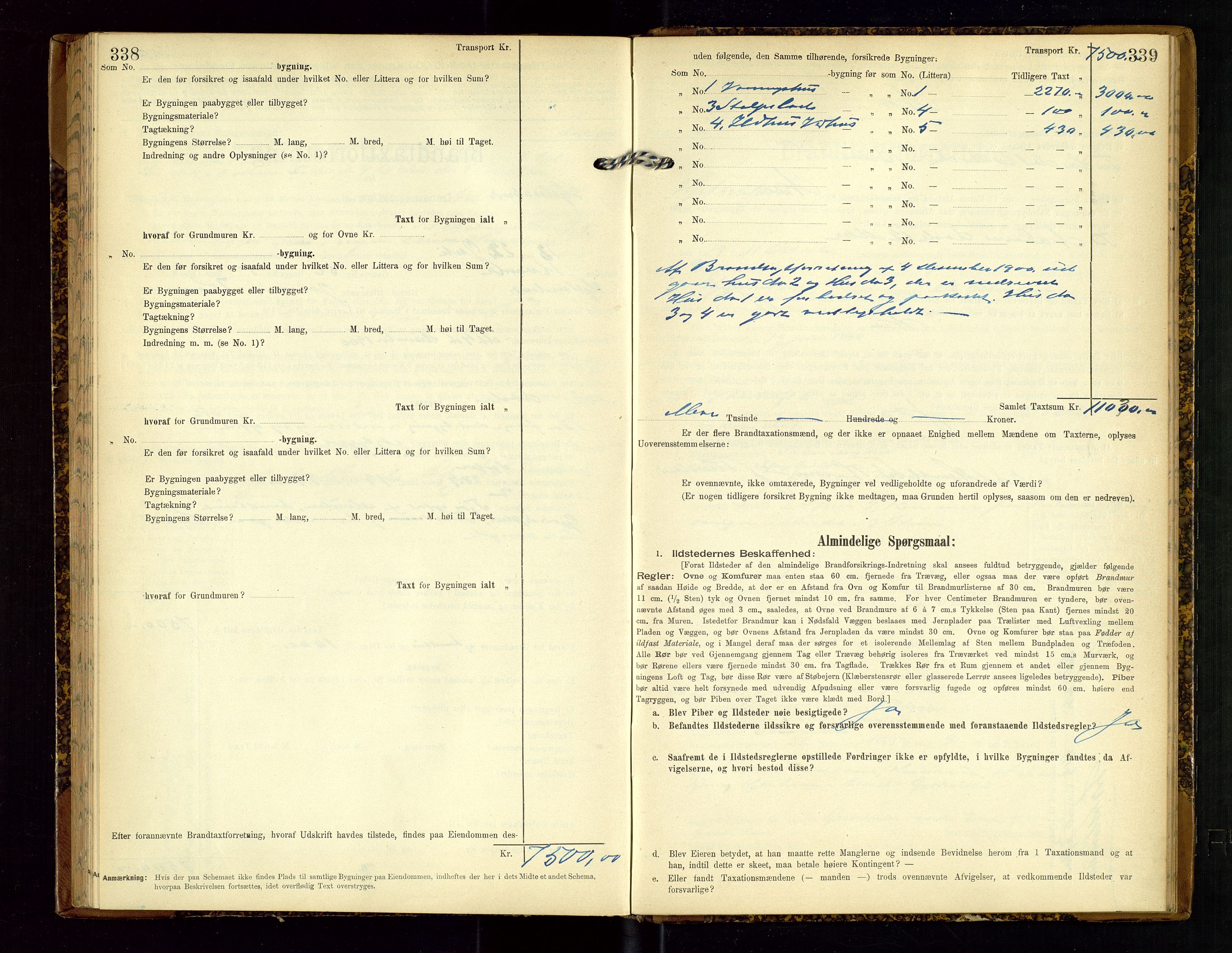 Hjelmeland lensmannskontor, SAST/A-100439/Gob/L0002: "Brandtaxationsprotokol", 1904-1920, s. 338-339